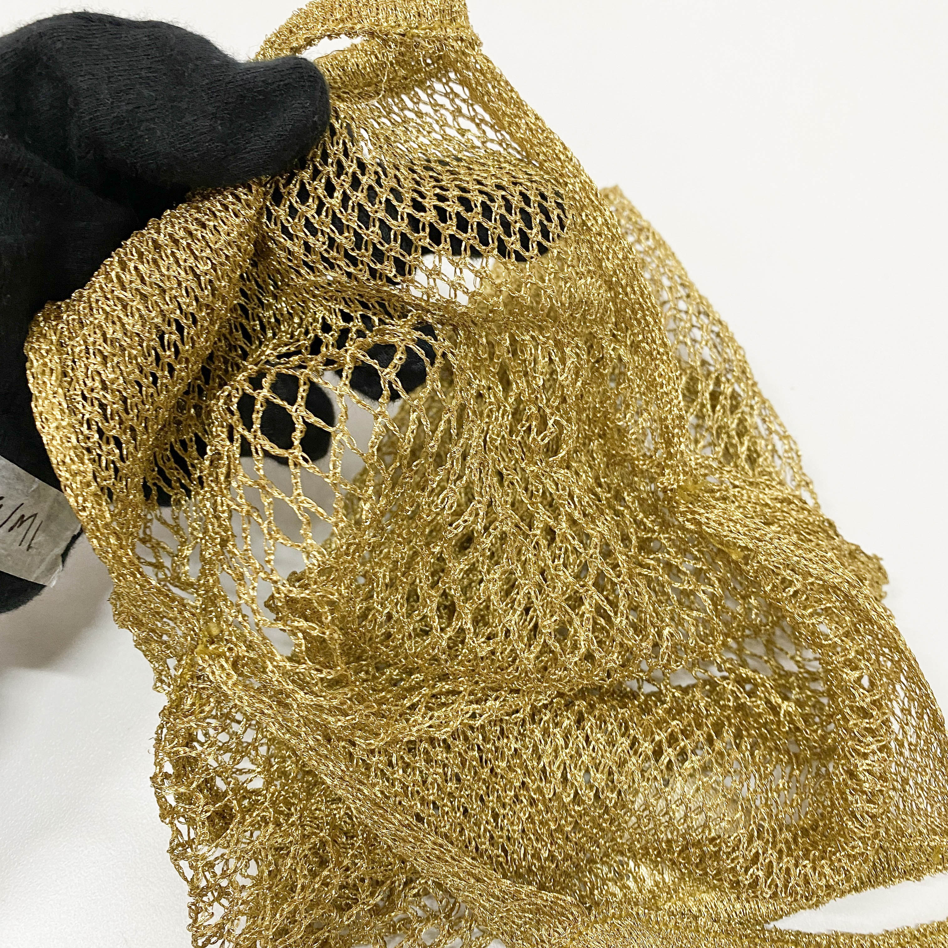 Triangle Logo Gold Mesh Handbag