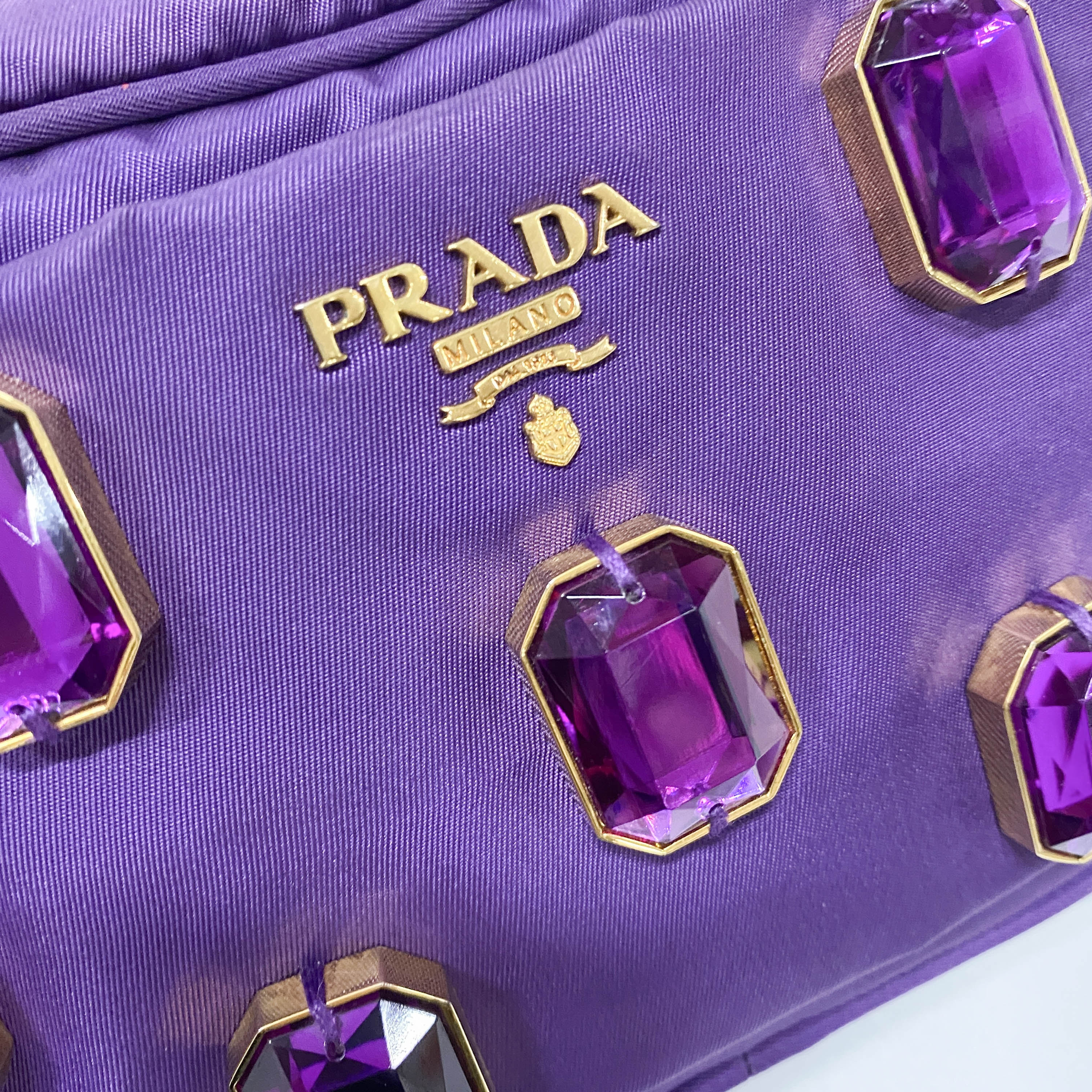 Tessuto Pietre Purple Nylon Crossbody Bag