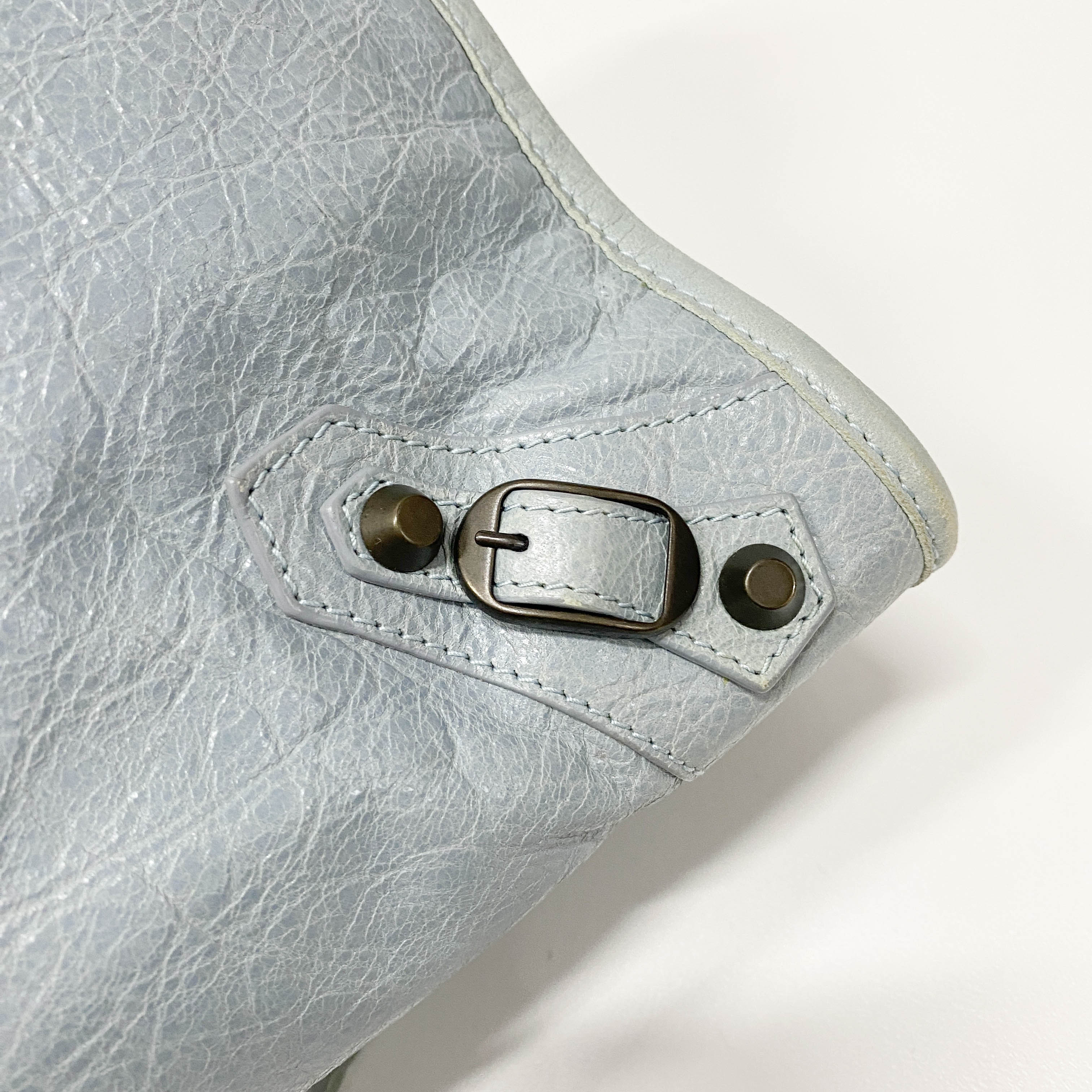 The City Blue Calfskin Leather Two Way Bag