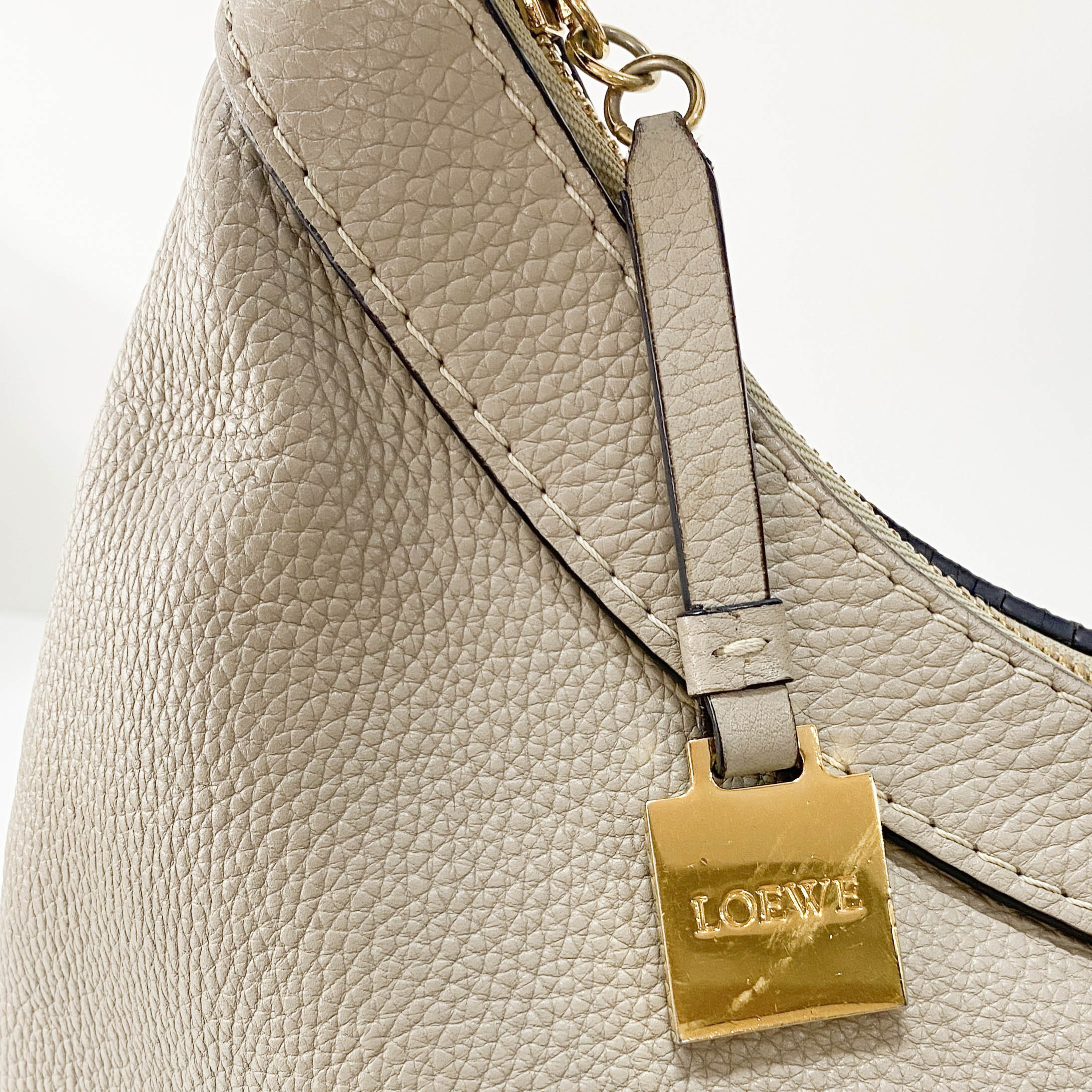 New Road Beige Leather Shoulder Bag