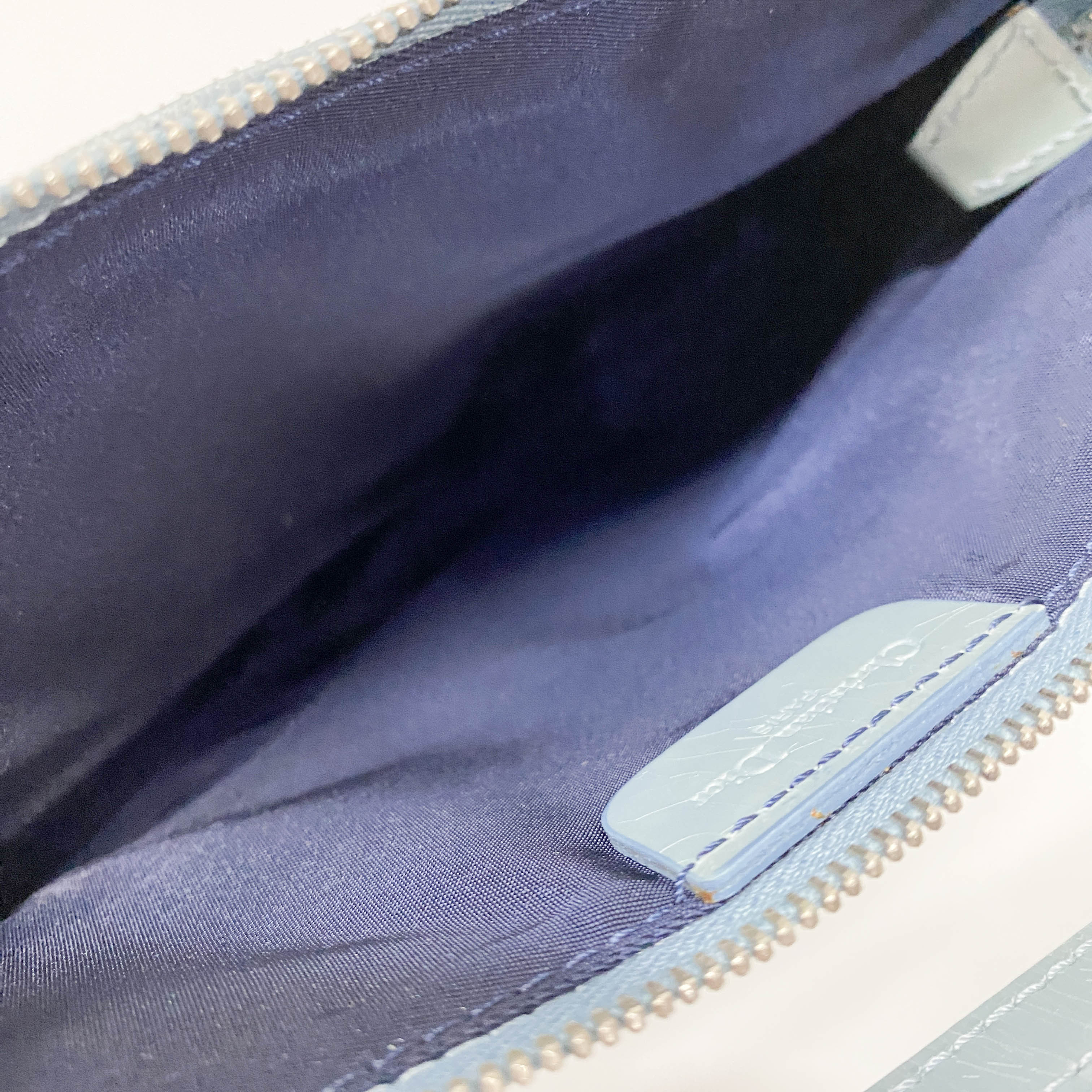 Saddle Blue Embossed Lizard Canvas Shoulder Bag