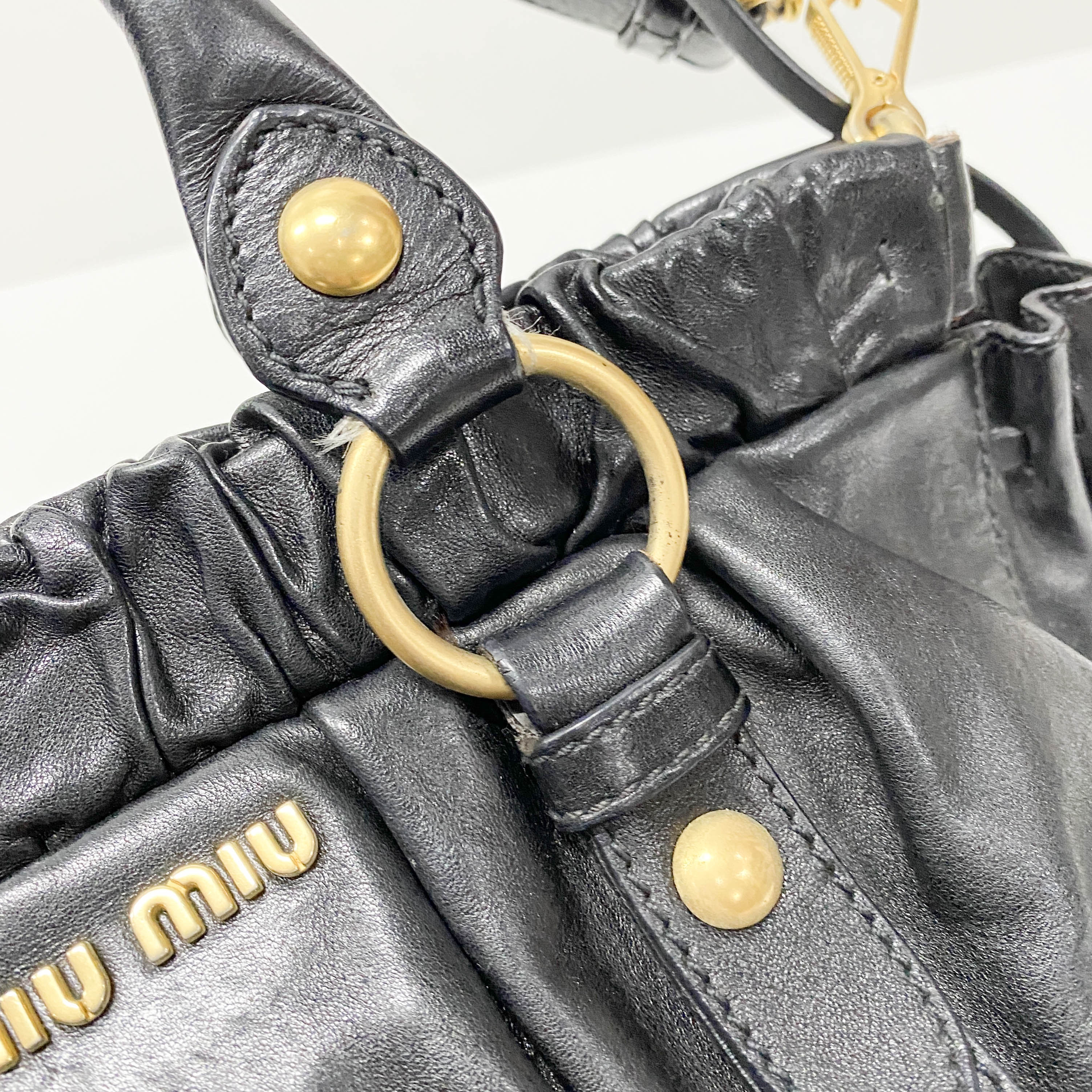 Vitello Black Calfskin Leather Two Way Bag