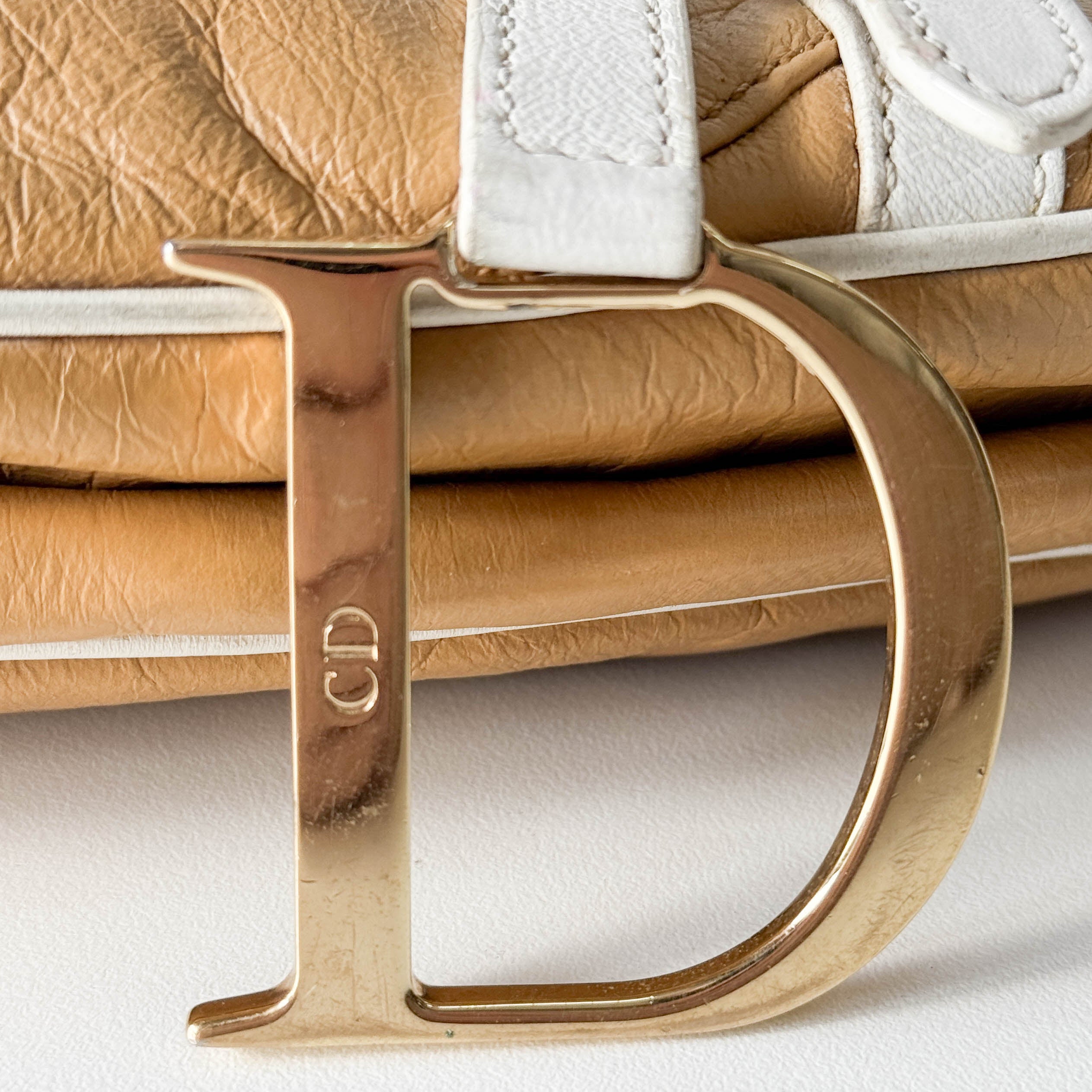 Saddle Beige Leather Shoulder Bag