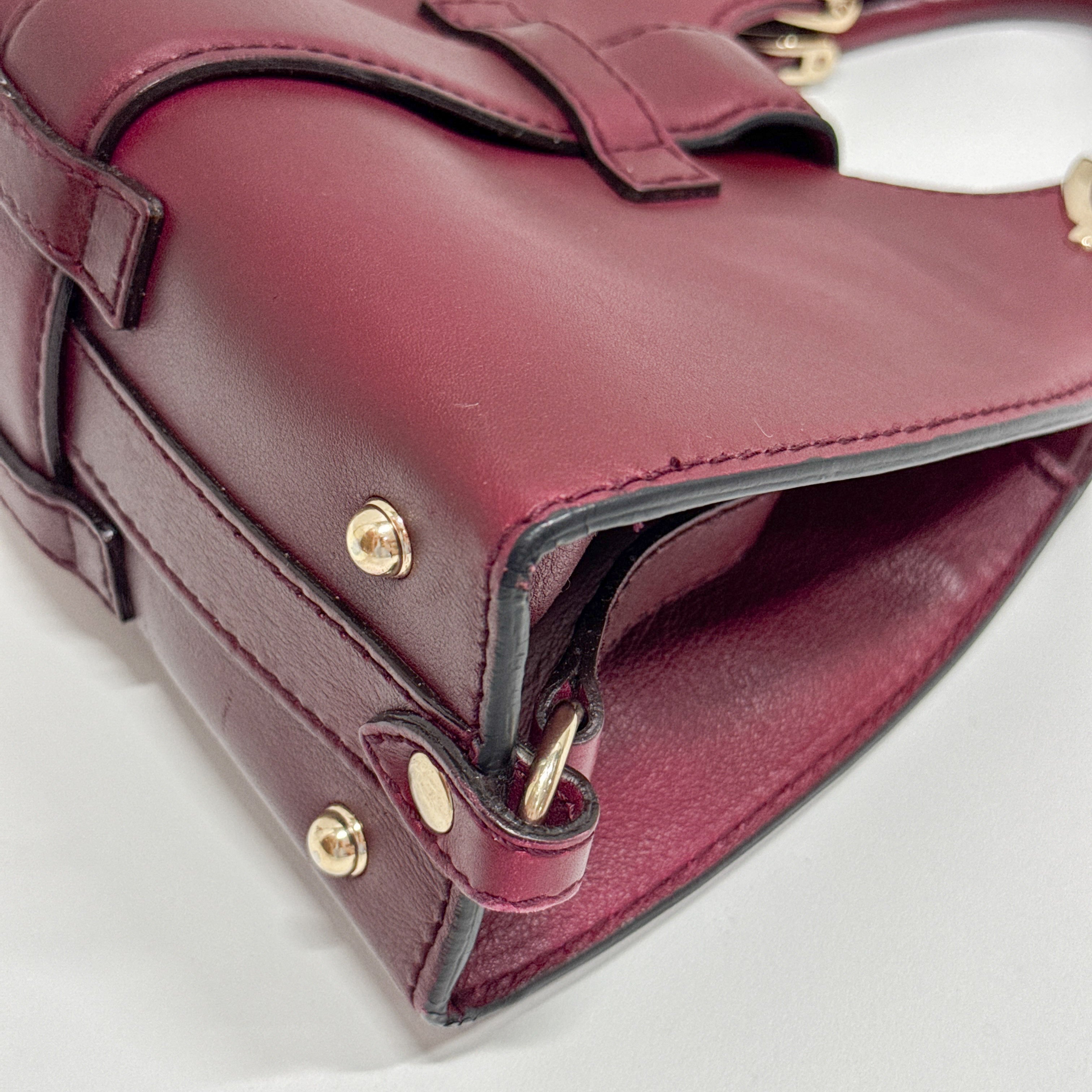 Stirrup Burgundy Leather Handbag