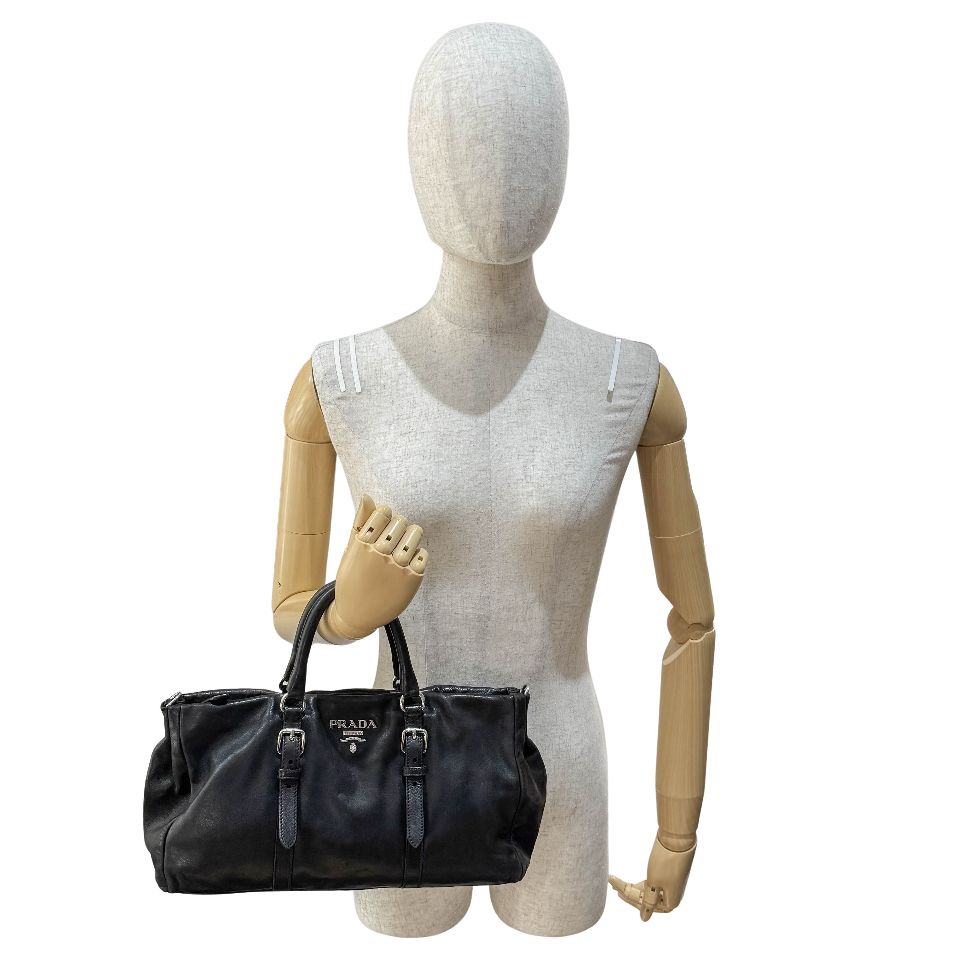 Vintage Black Leather Hand Bag