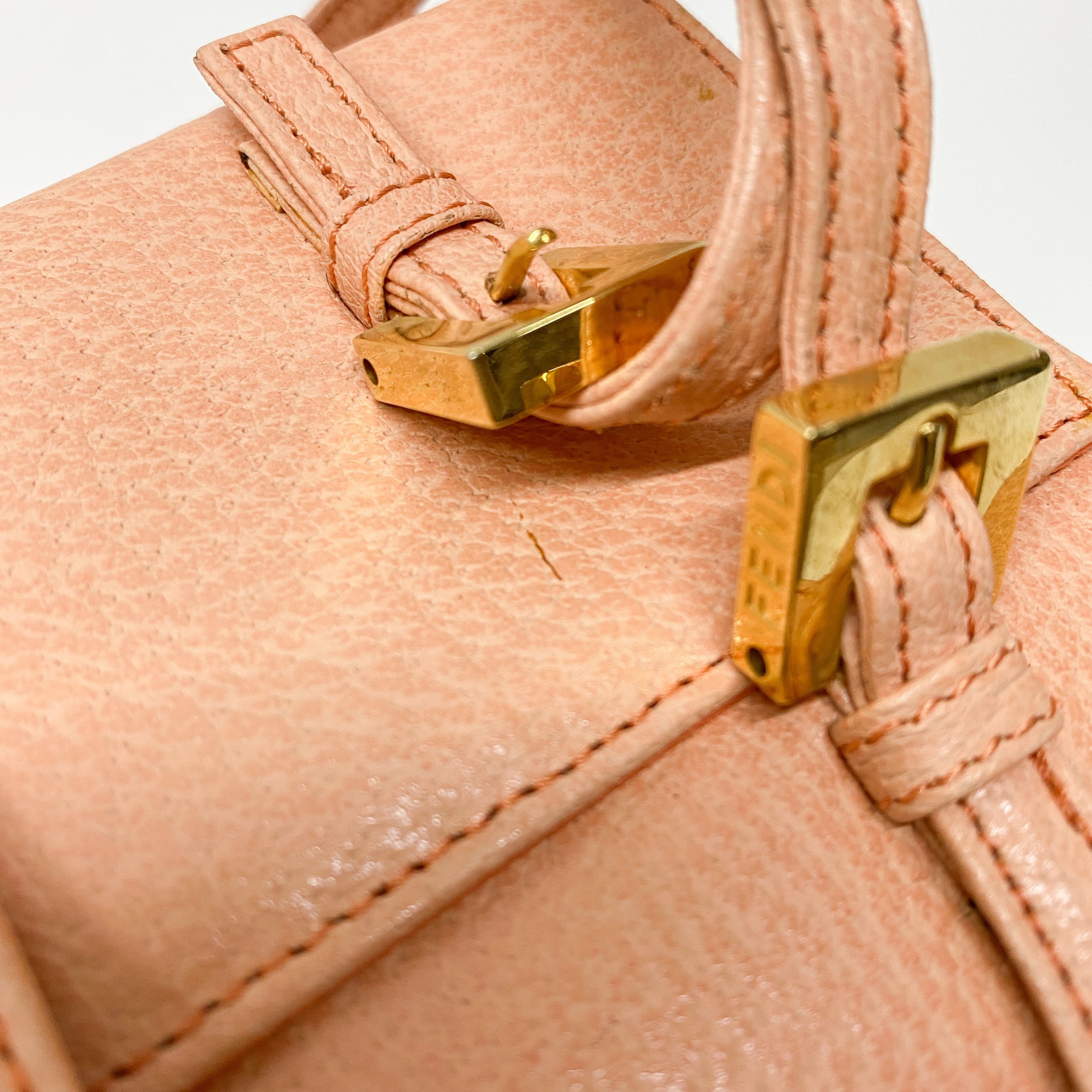 Mamma Baguette Peach Leather Box Bag
