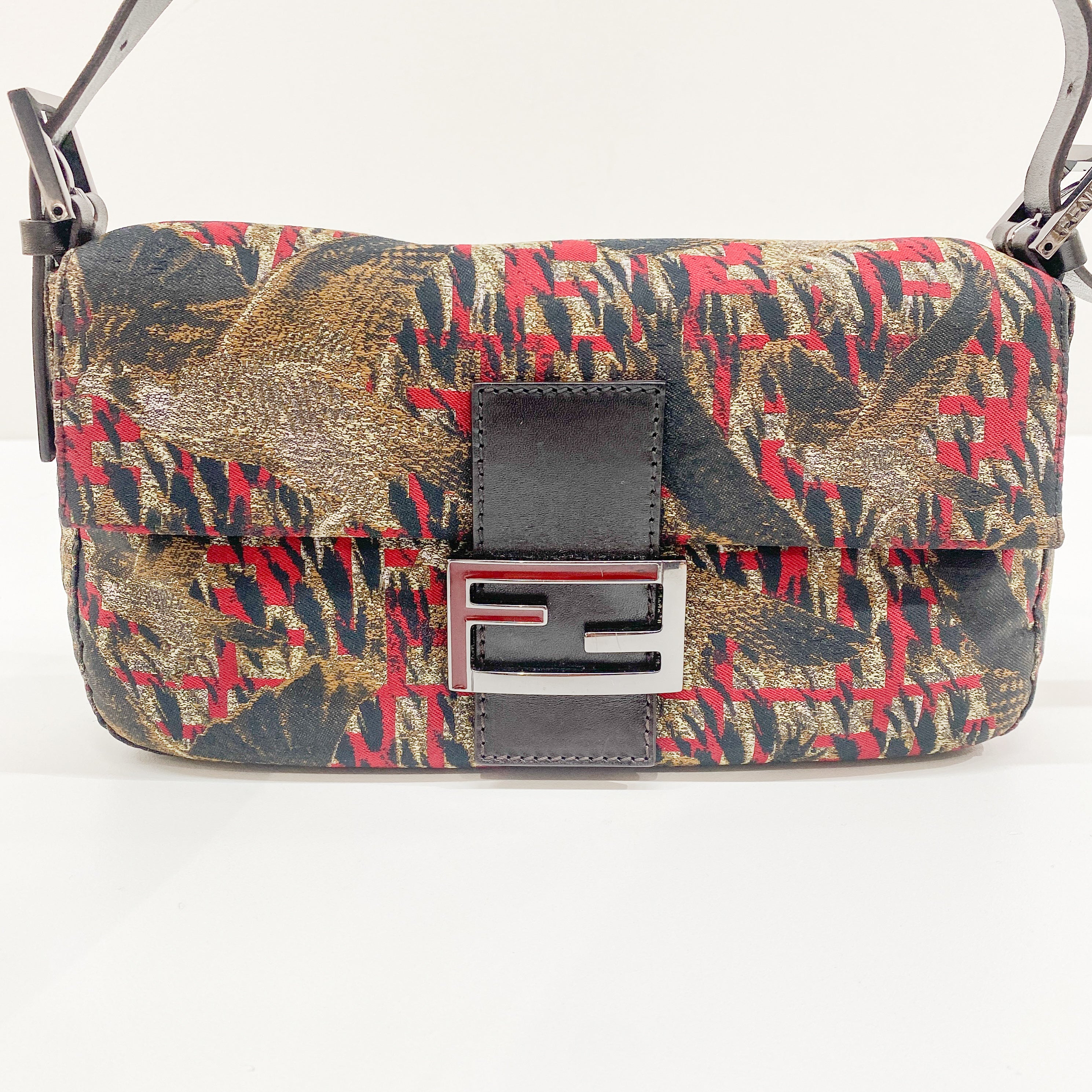 Baguette Multi-color Canvas Shoulder Bag