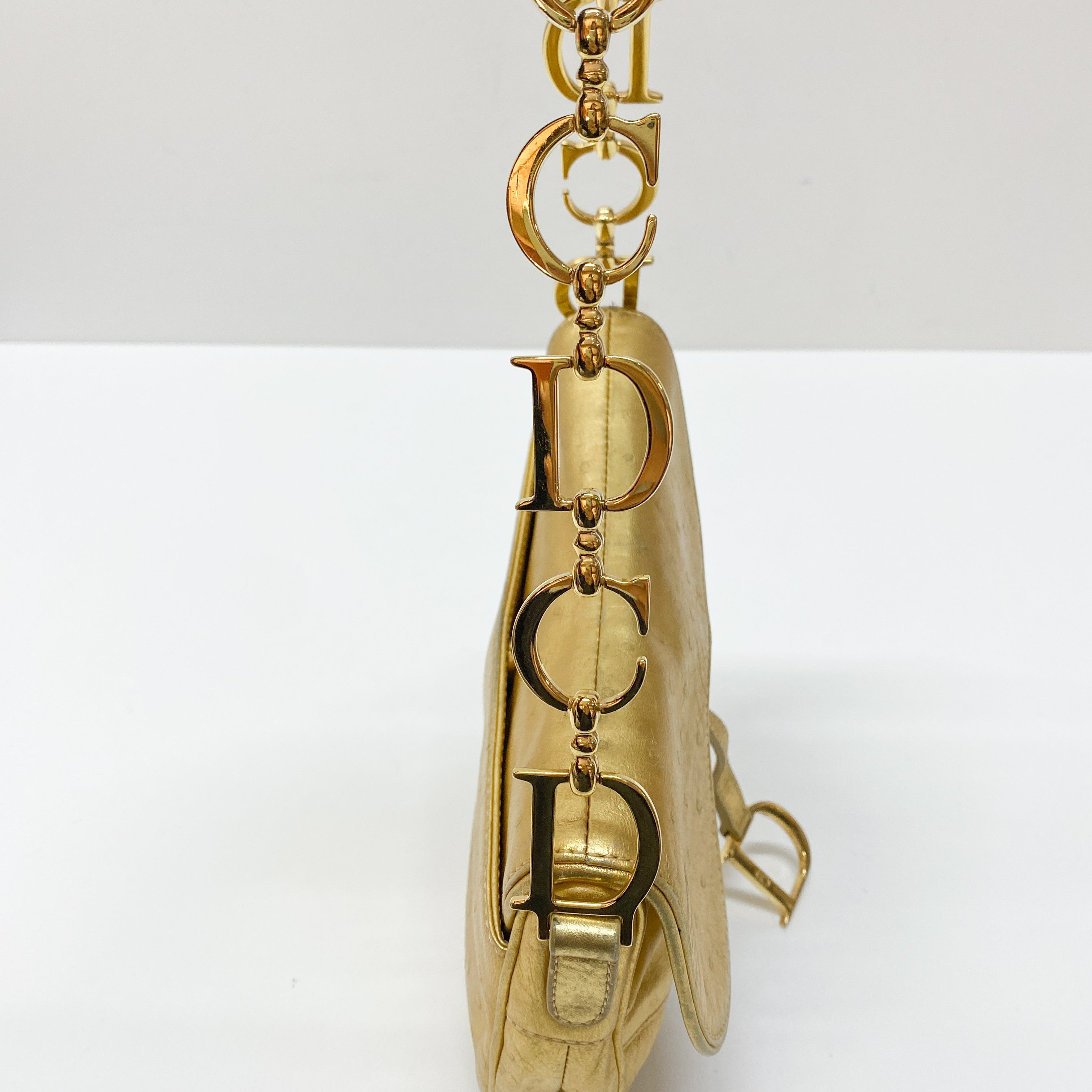 Saddle Gold Leather Shoulder Bag