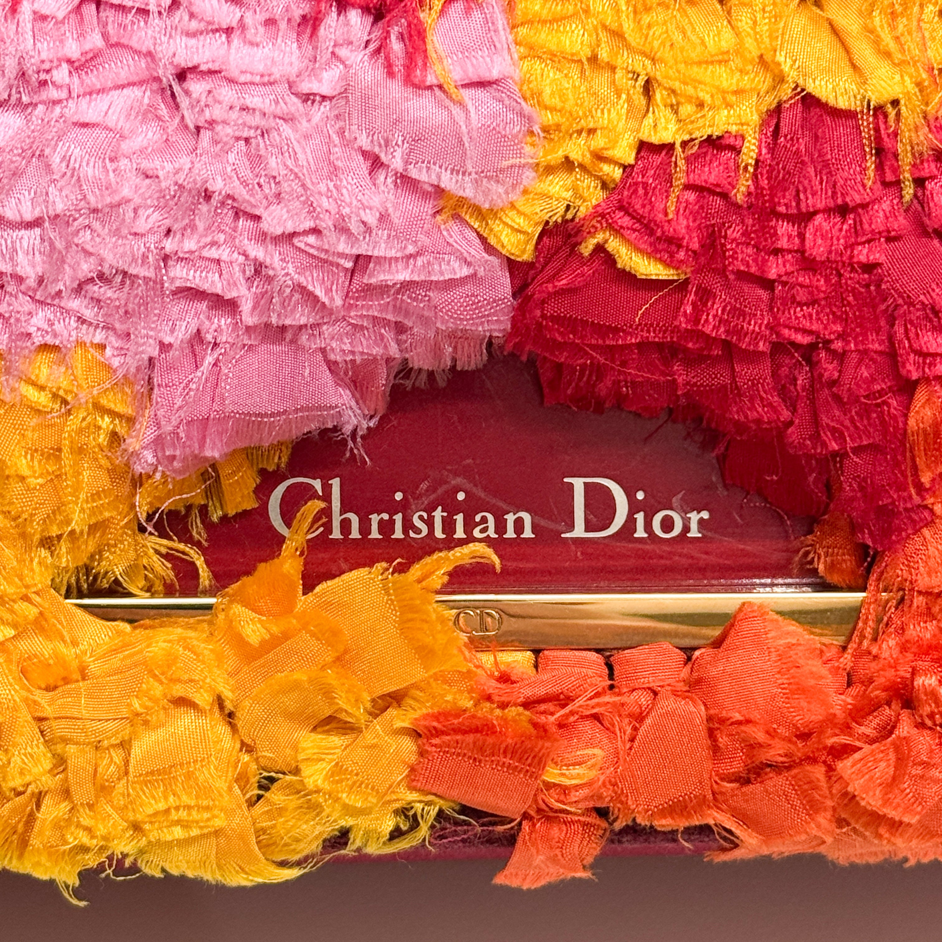 Malice Pearl Chain Silk Burgundy Muliticolor Shoulder Bag