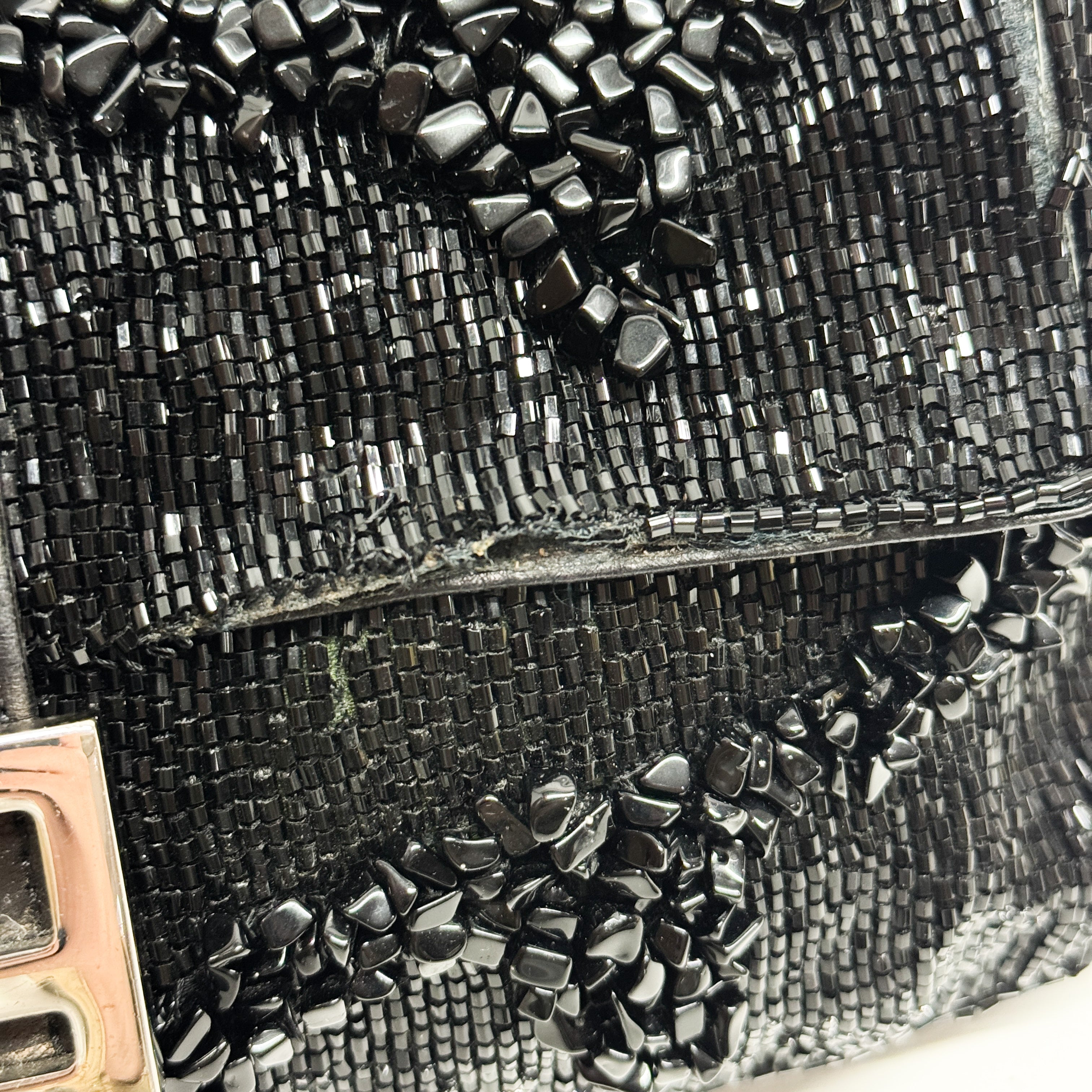 Mamma Baguette Black Beads Shoulder Bag