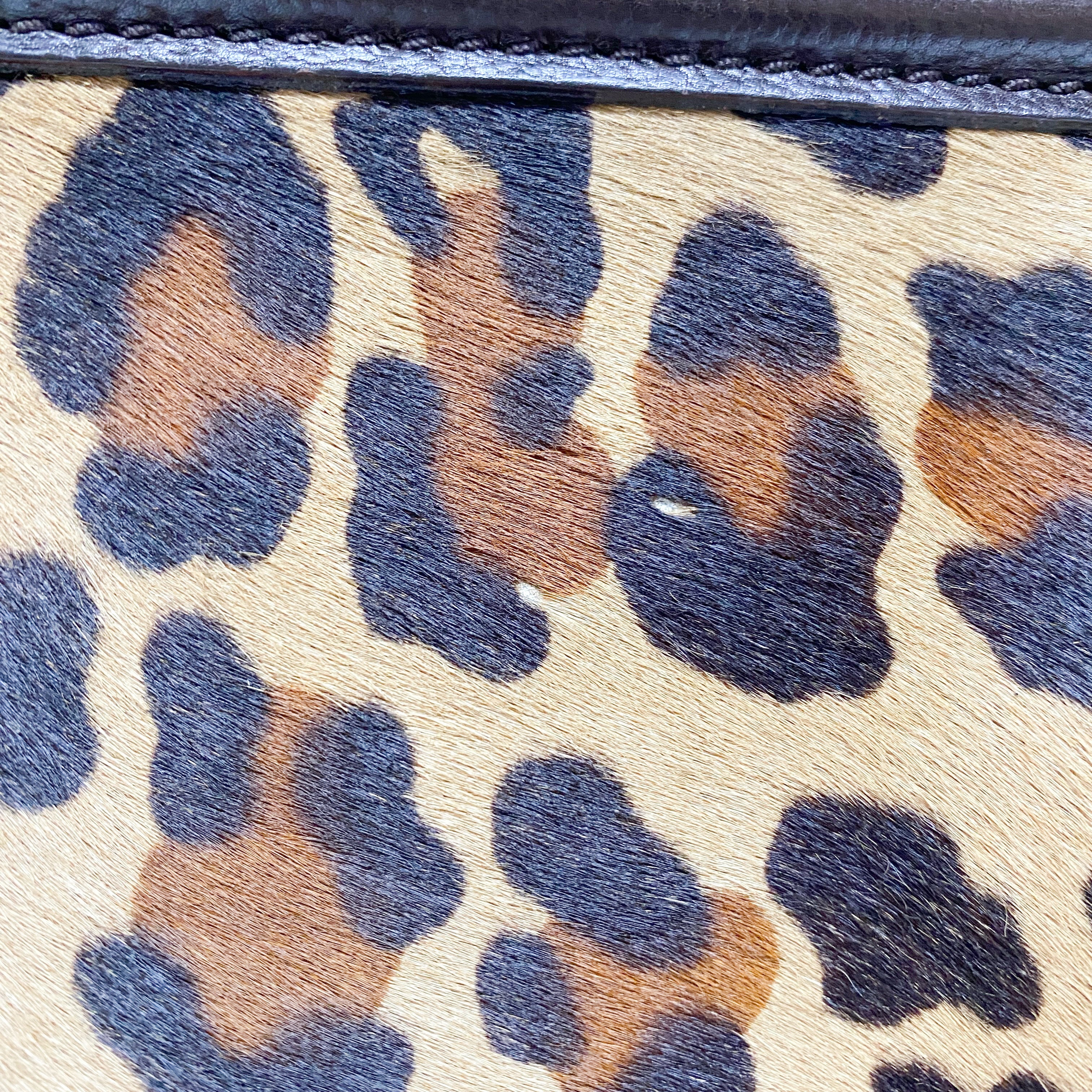 Vintage Brown Leopard Print Pony Hair Two Way Bag