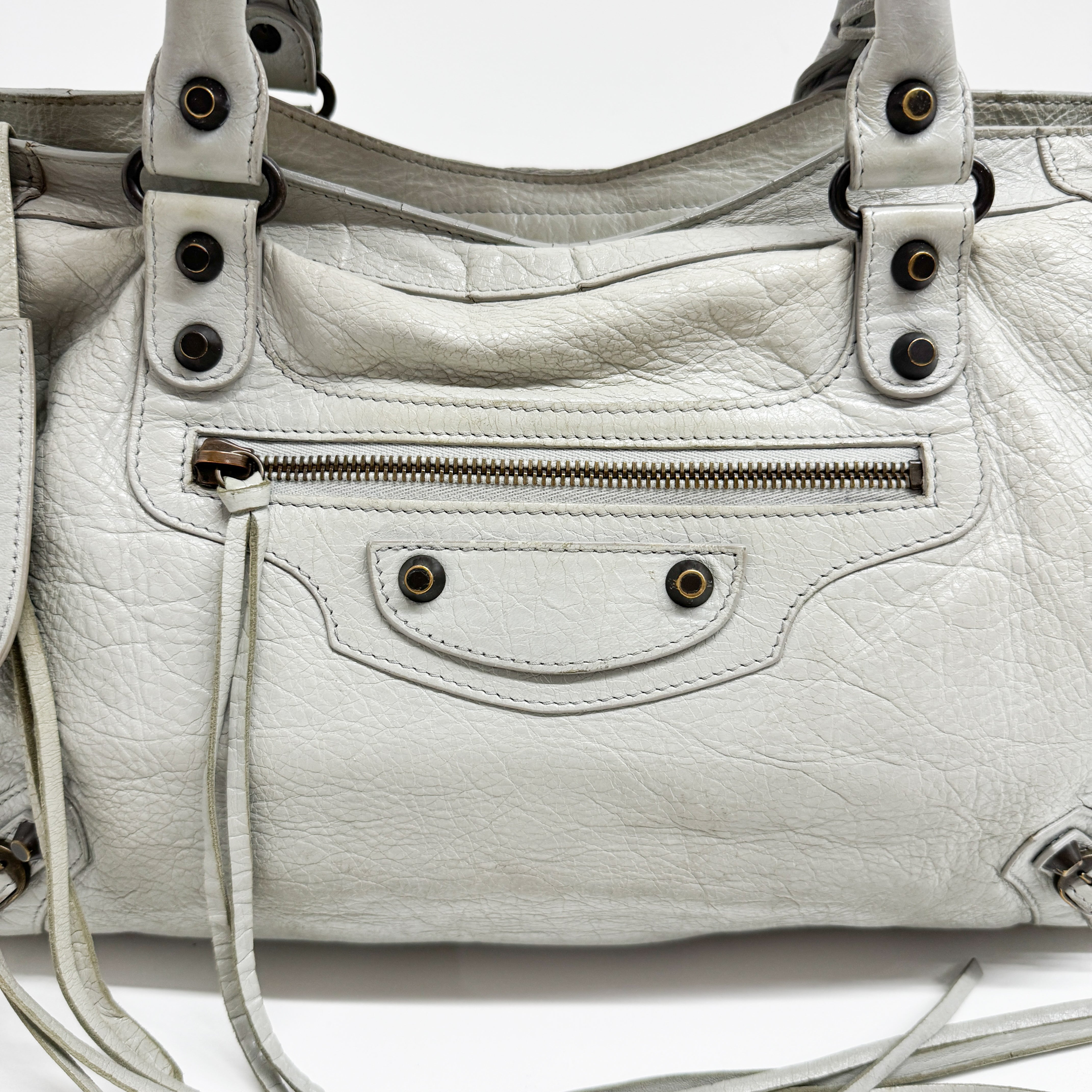 The City Grey Calfskin Leather Two Way Bag
