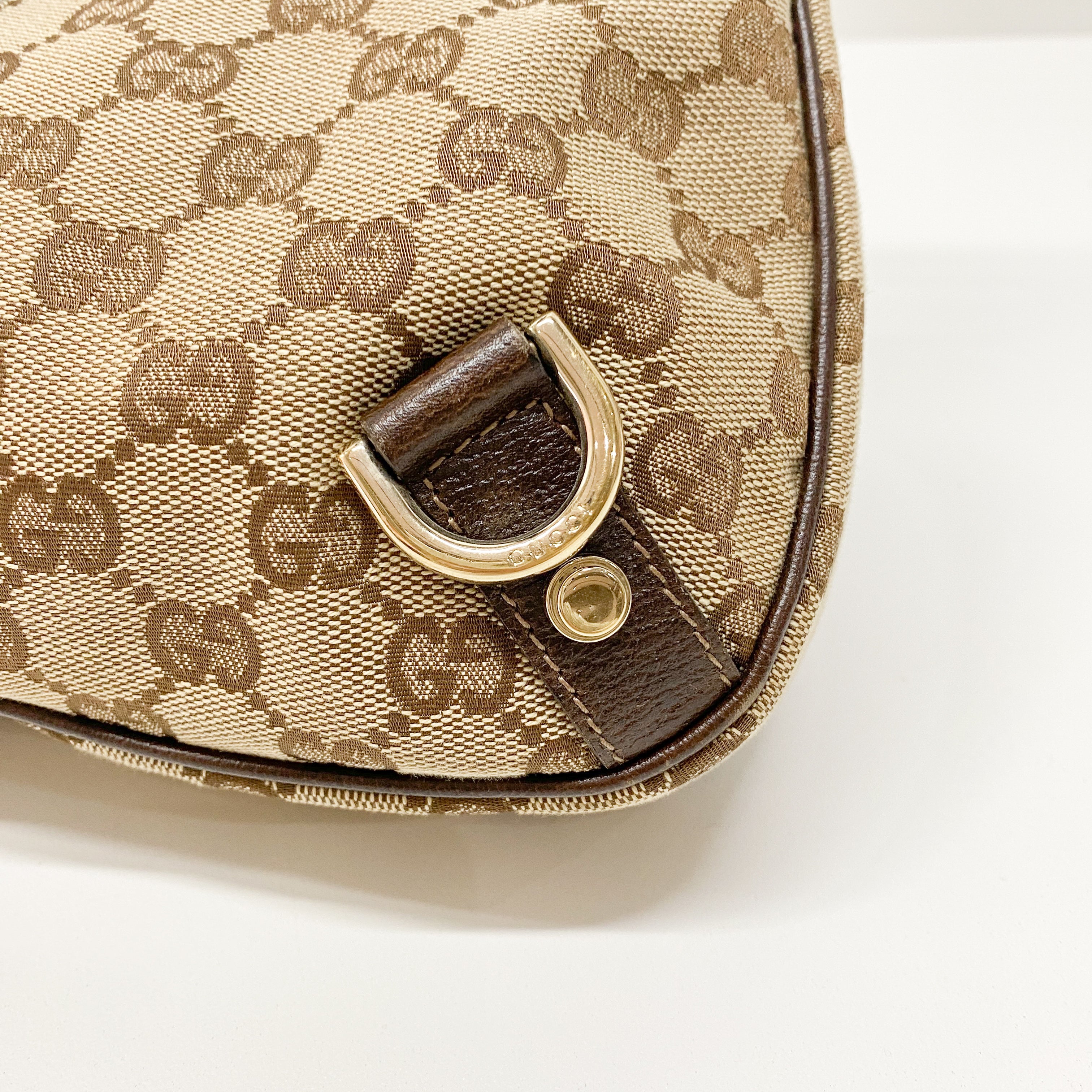 Abbey D-Ring GG Brown Canvas Hobo Bag