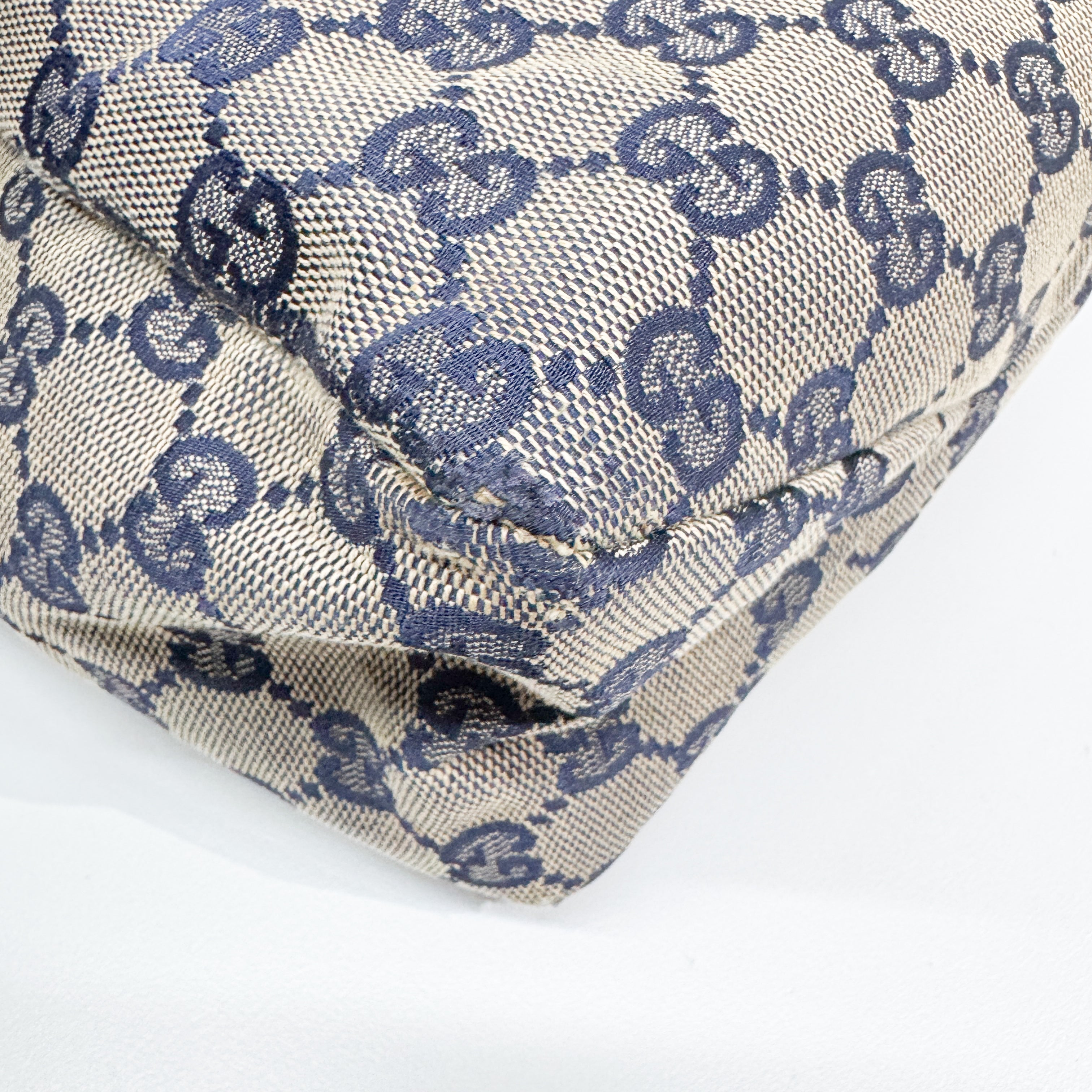 Horsebit Beige Canvas Shoulder Bag