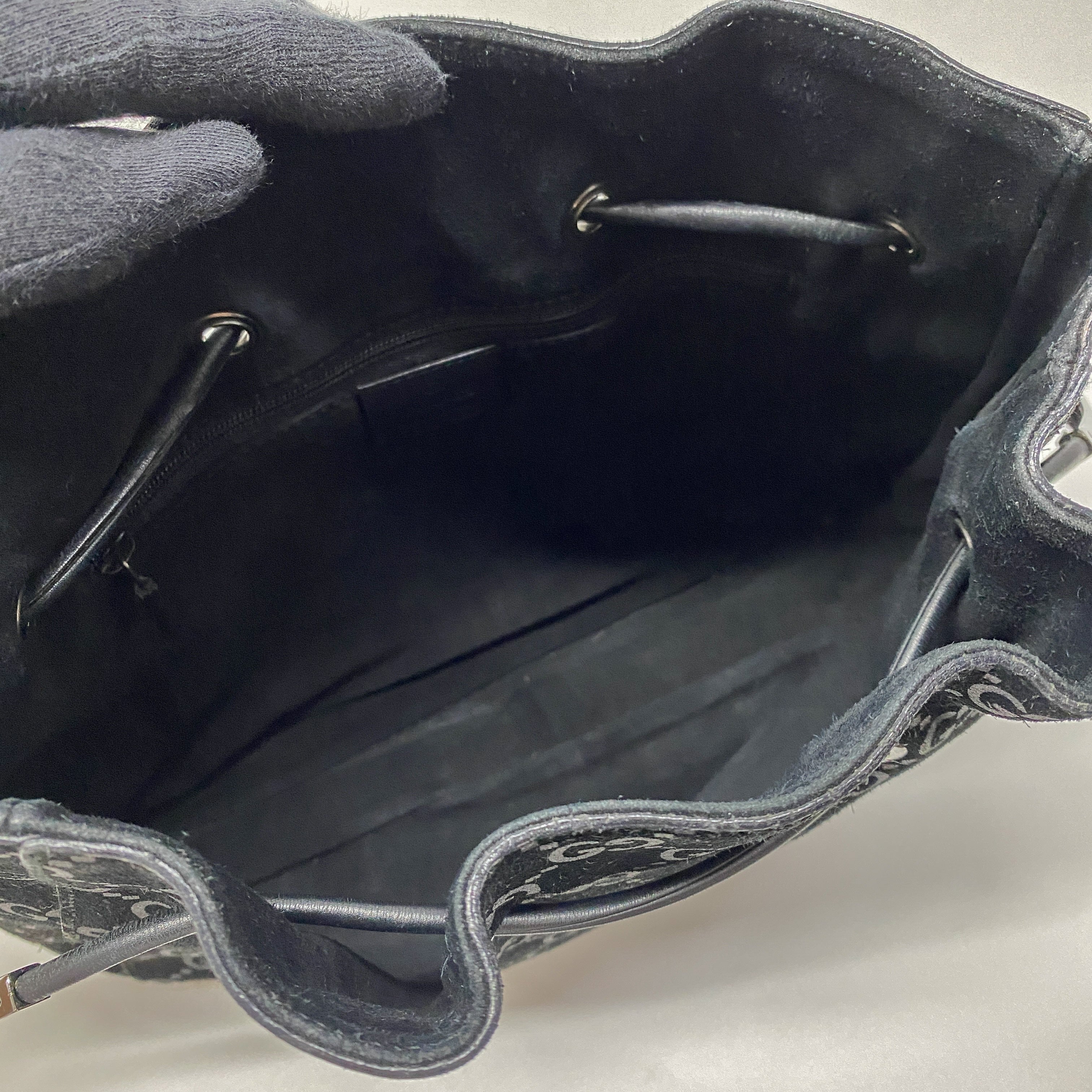 GG Black Suede Bucket Shoulder Bag