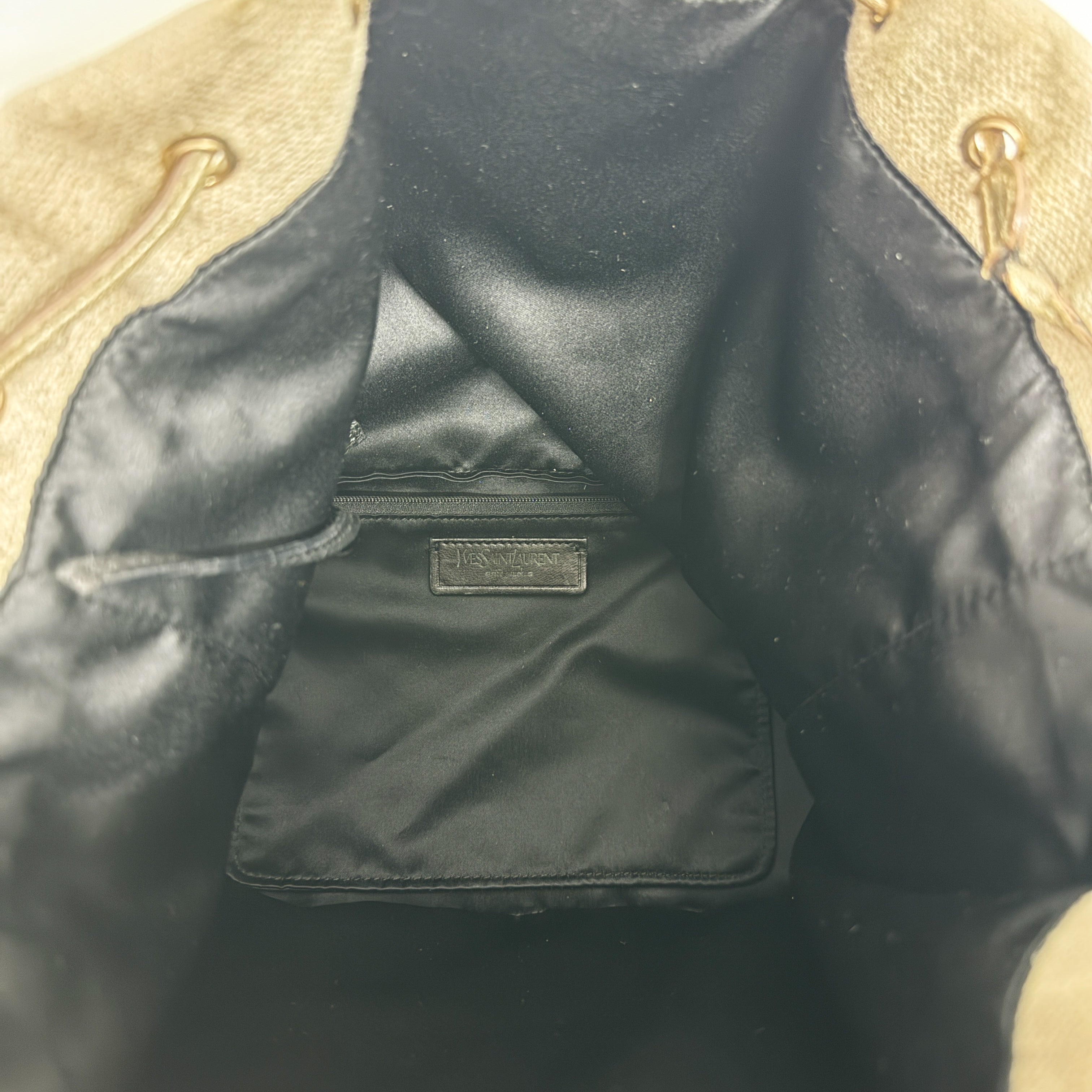 Beige Cotton Crossbody Bag