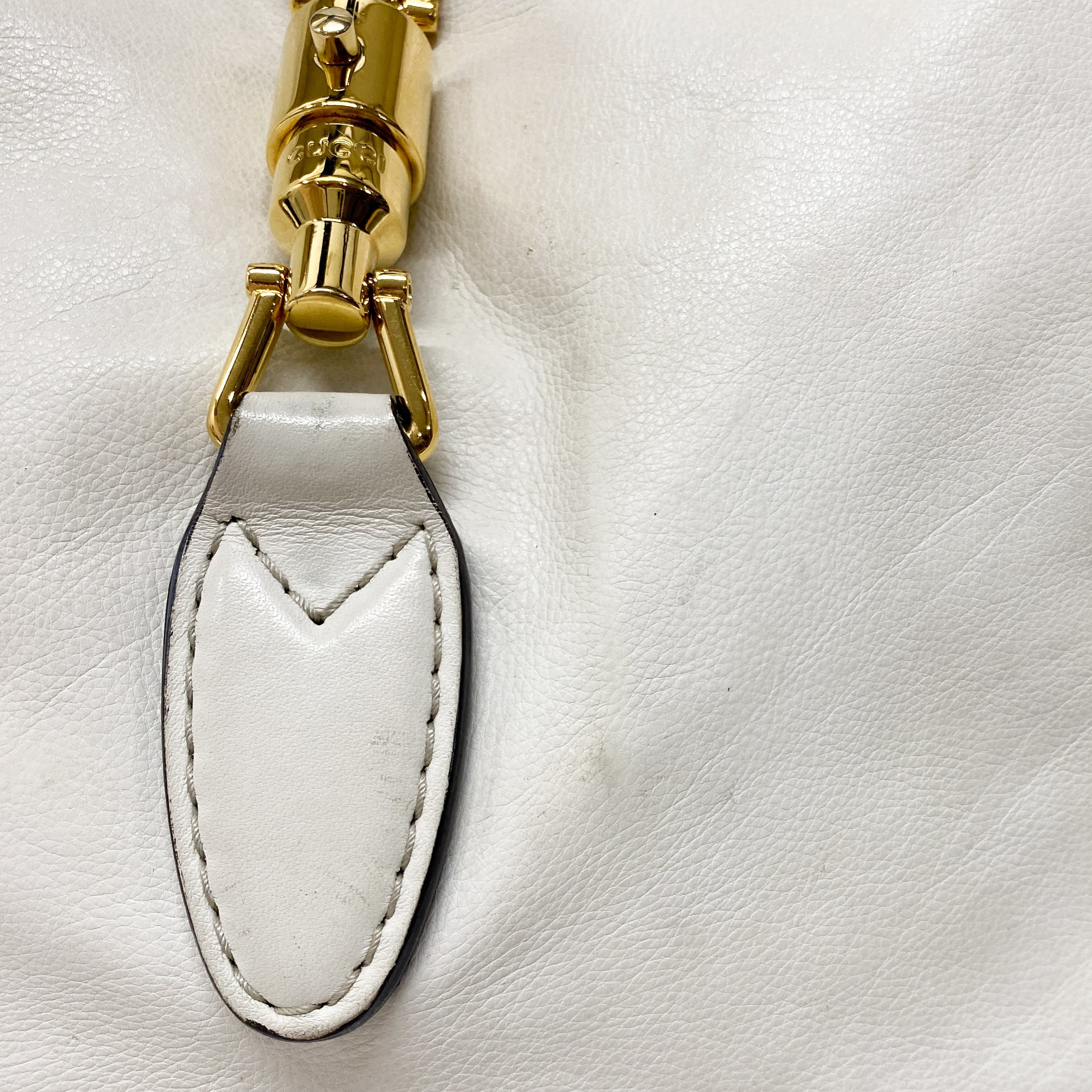 Jackie White Leather Shoulder Bag