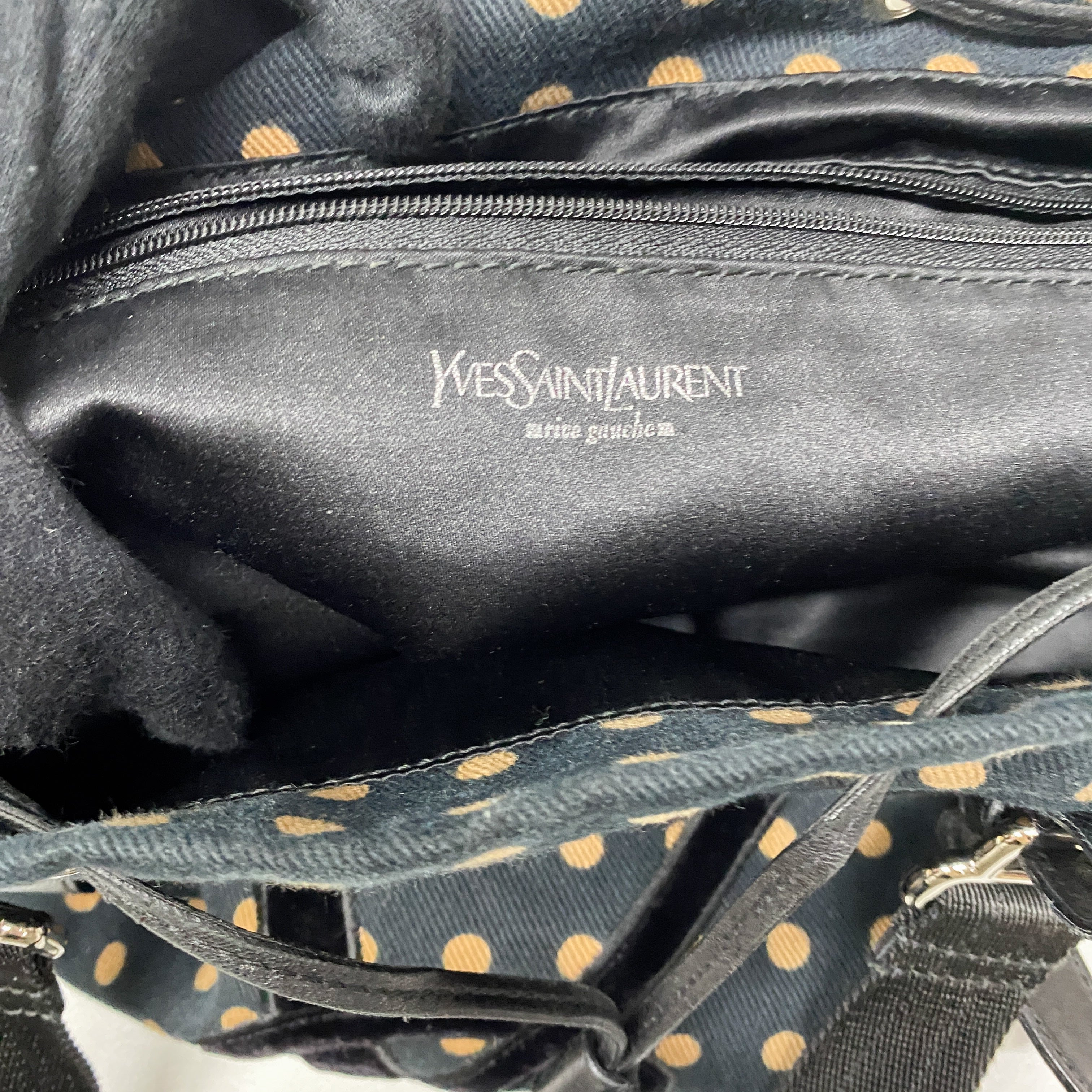 Yellow Dotted Canvas Blue Tote Bag