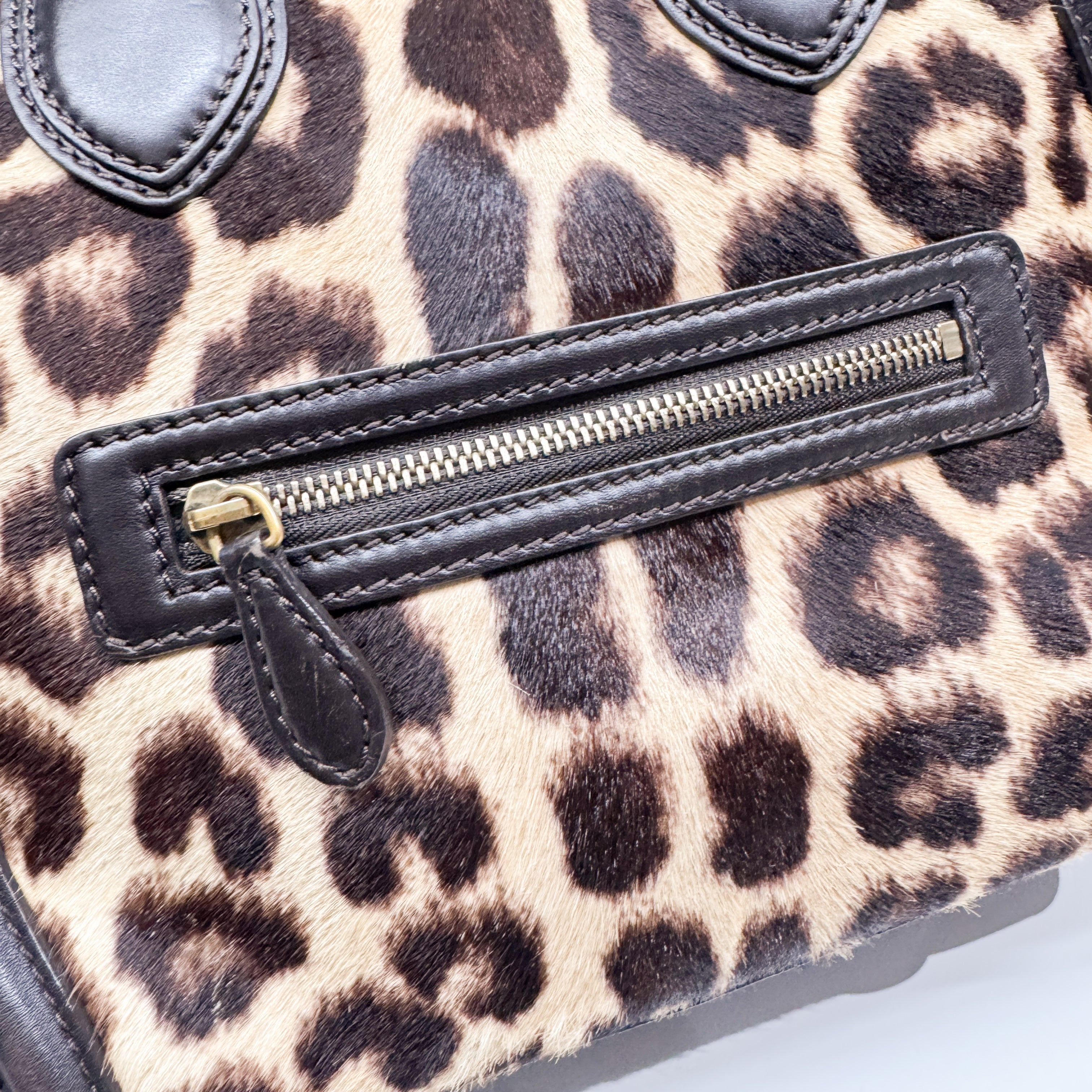 Luggage Micro Leopard Print Pony Hair Hand Bag
