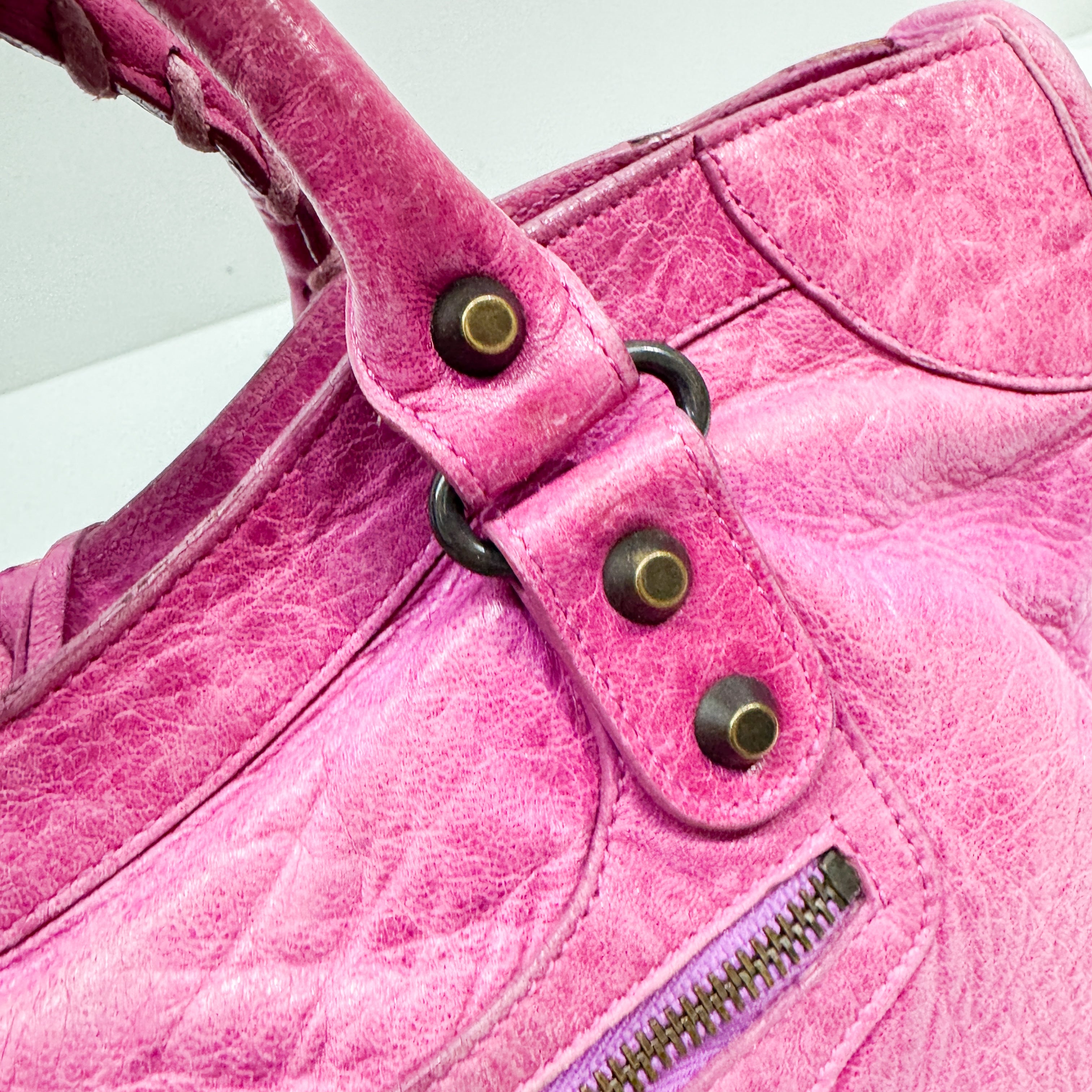 The City Pink Calfskin Leather Two Way Bag