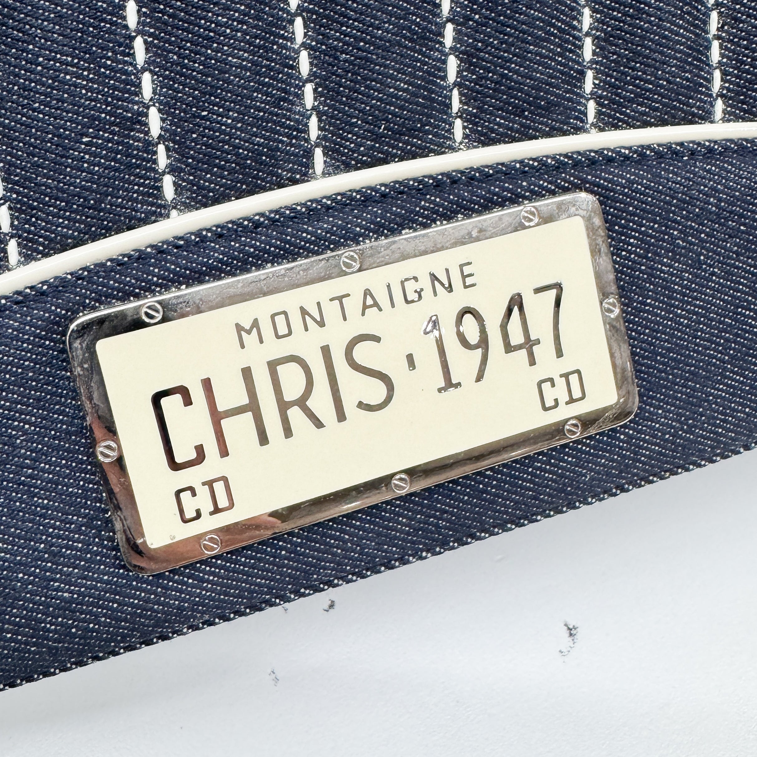 CHRISTIAN DIOR DENIM MONTAIGNE CADILLAC 1947 HANDLE BAG