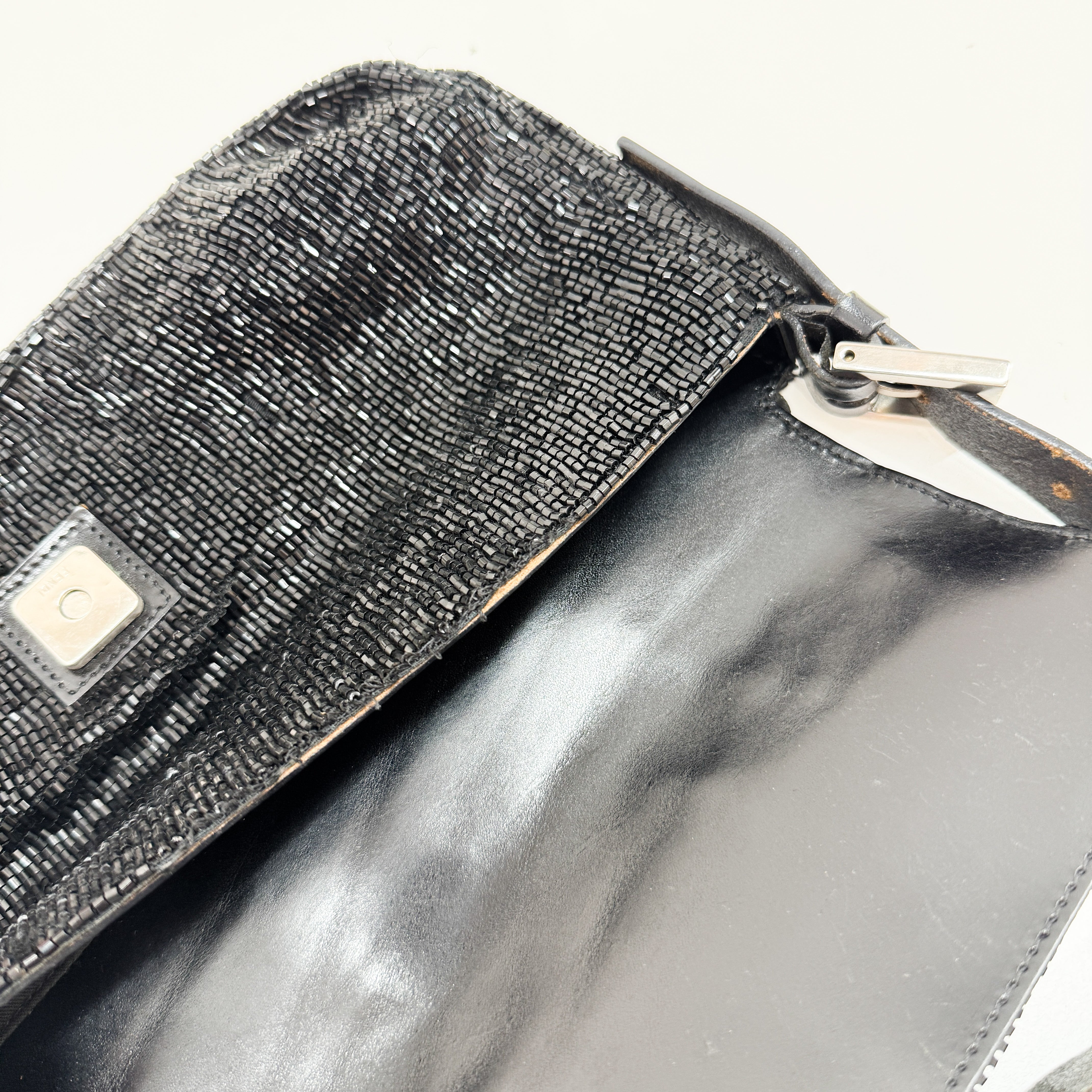 Baguette Black Beading Shoulder Bag