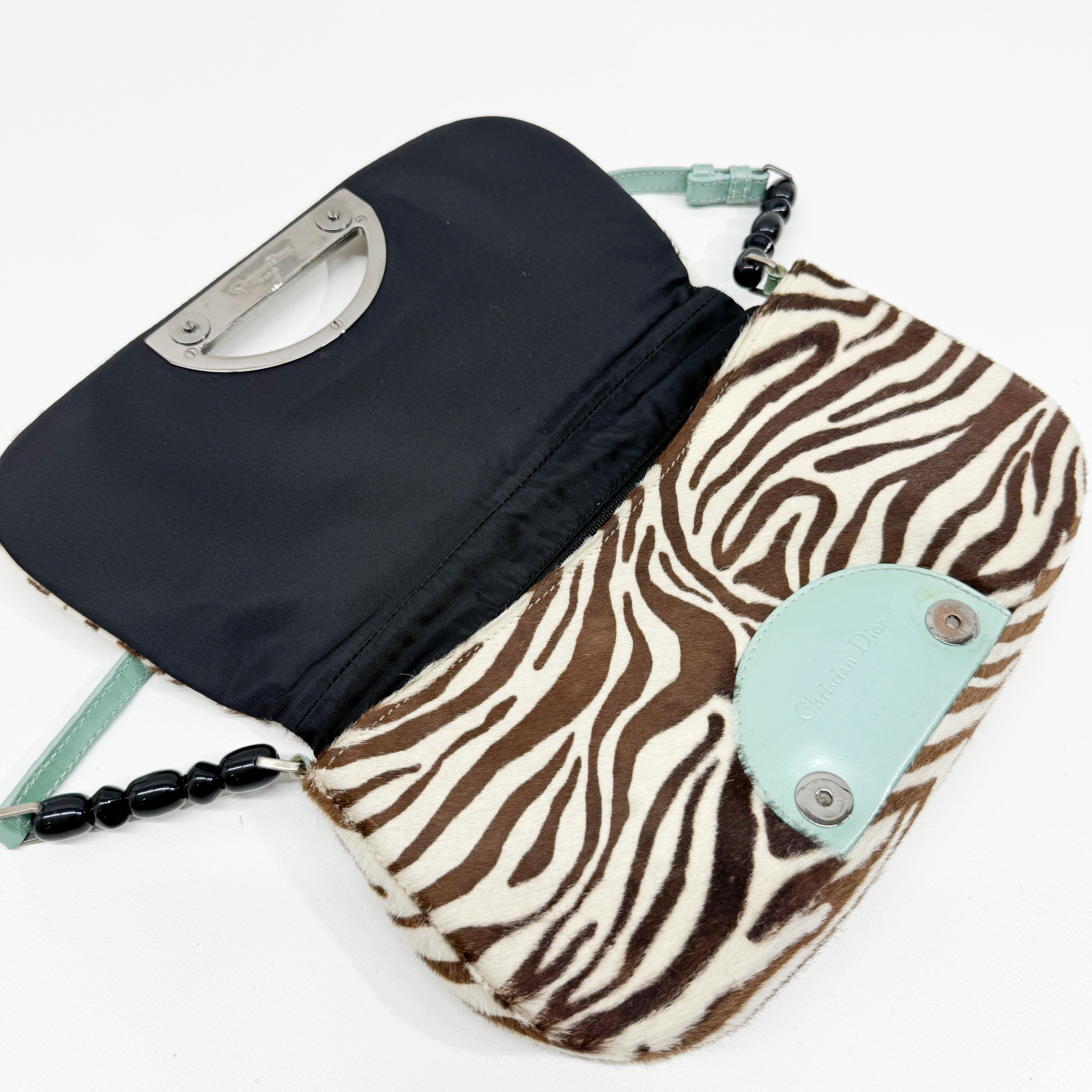 Limited Edition Malice Pearl Zebra Print Pony Hair Shoulder Bag