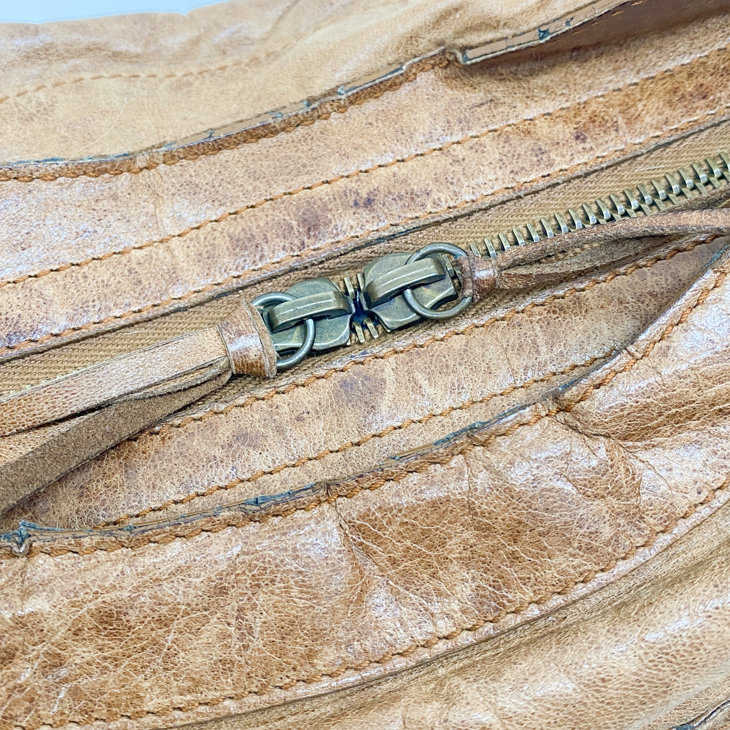 The City Brown Calfskin Leather Two Way Bag