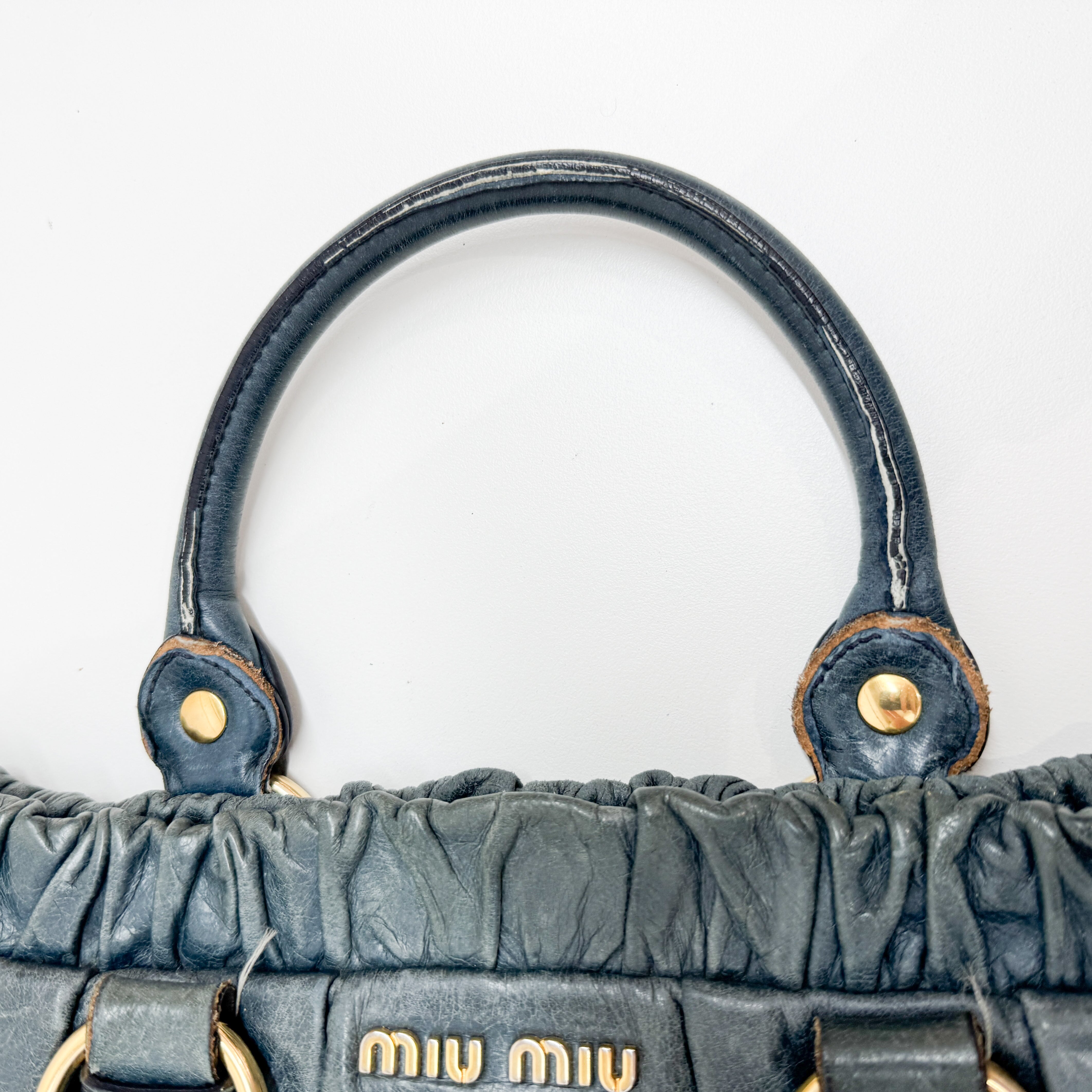 Vitello Blue Calfskin Leather Two Way Bag