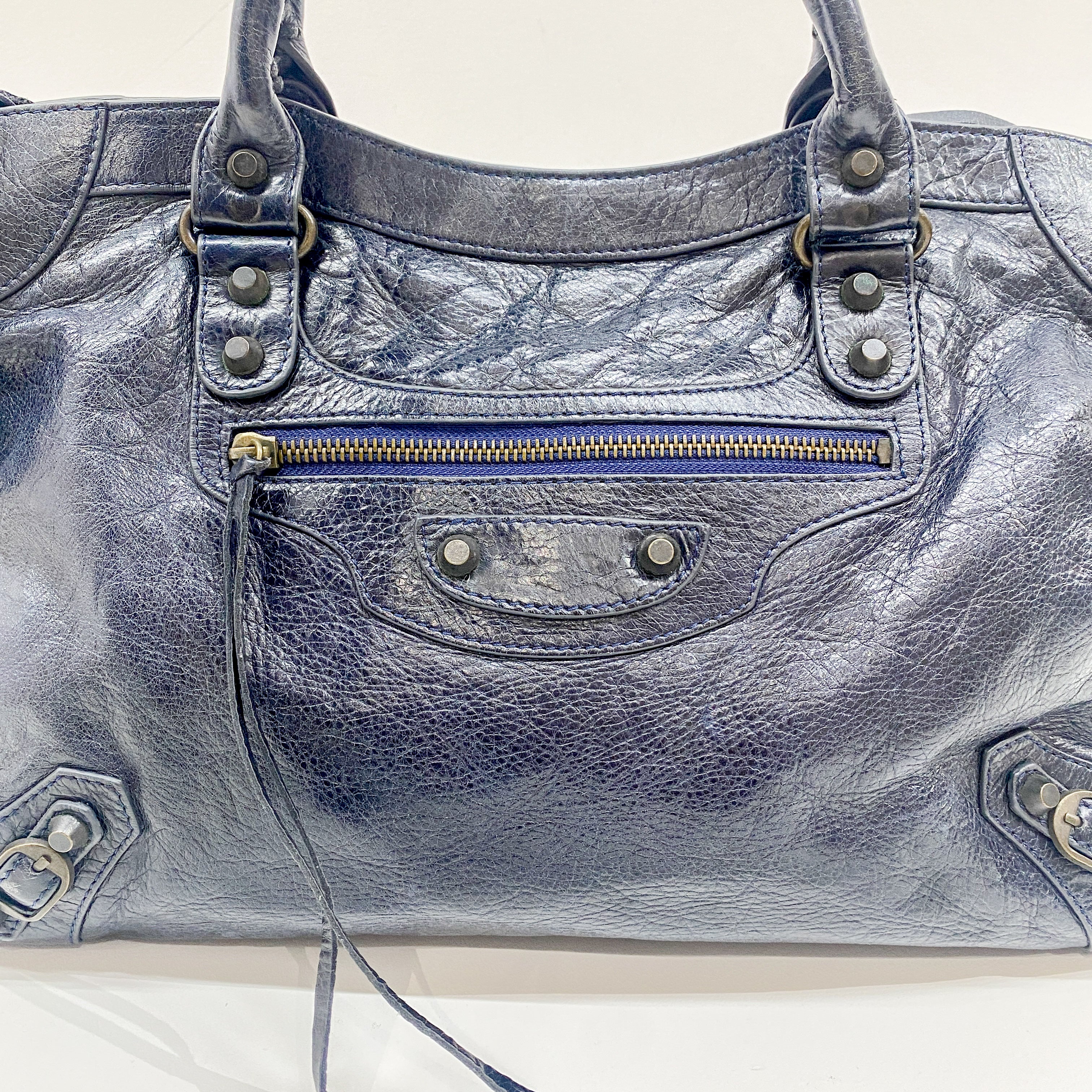 The City Navy Leather Bag