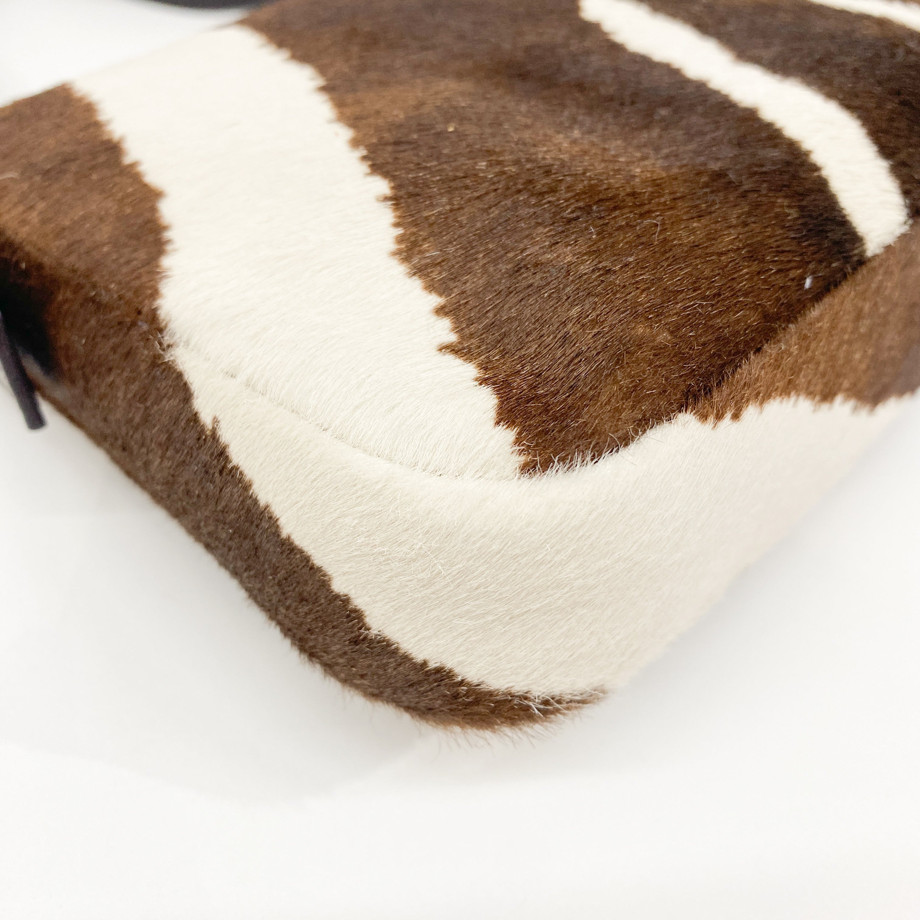 Baguette Brown Zebra Print Pony Hair Shoulder Bag