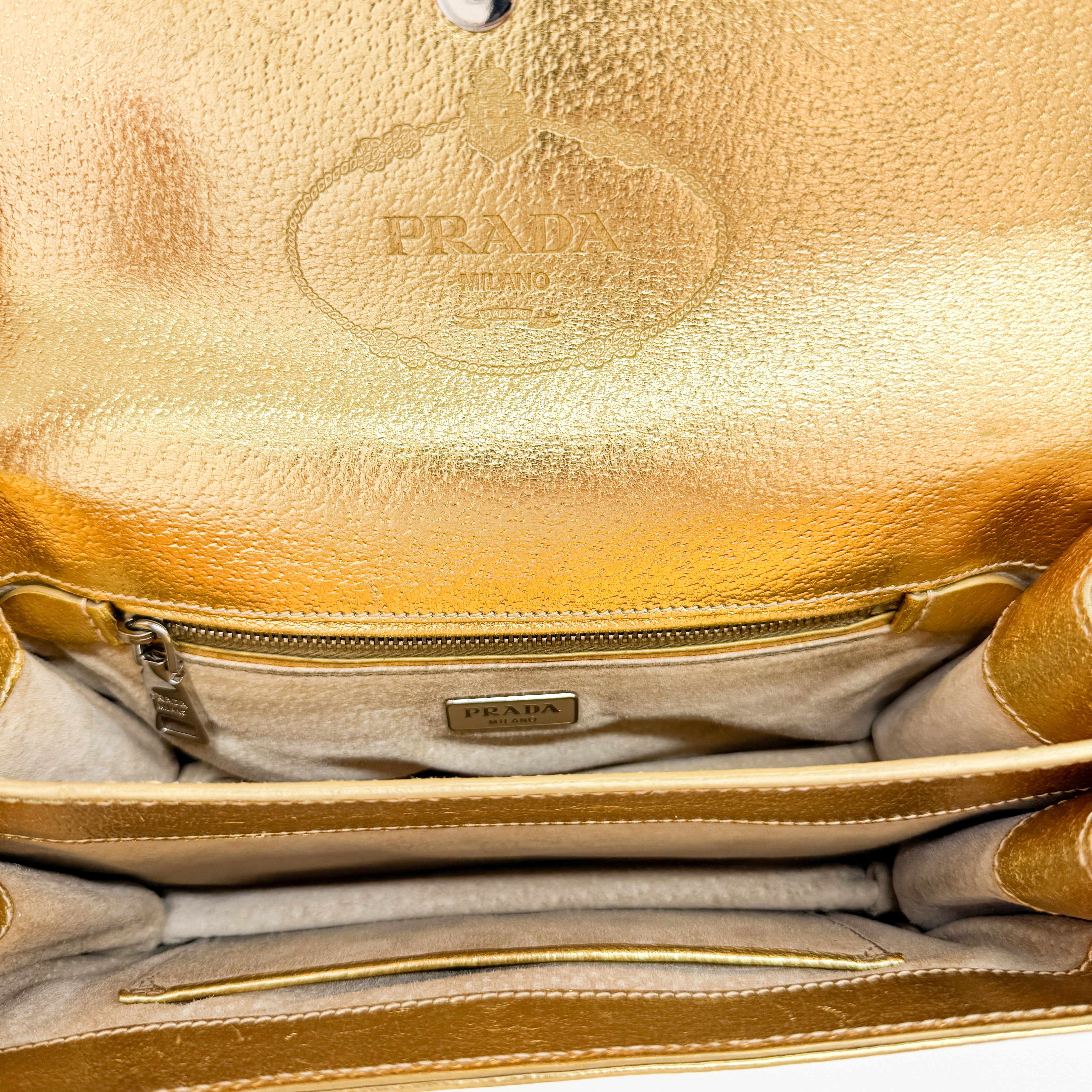 Gold Leather Shoulder Bag