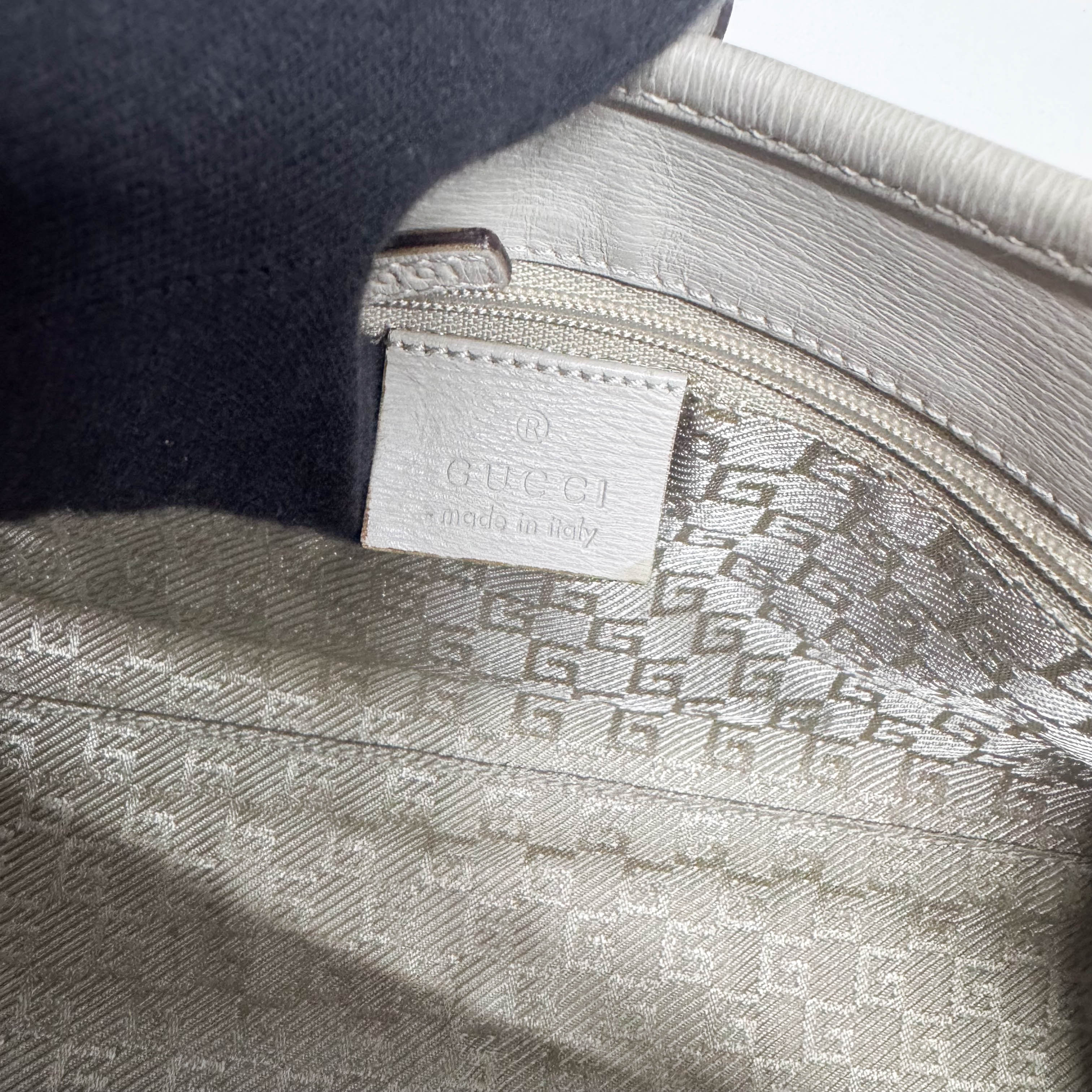 Jackie Small Grey Leather Shoulder Bag