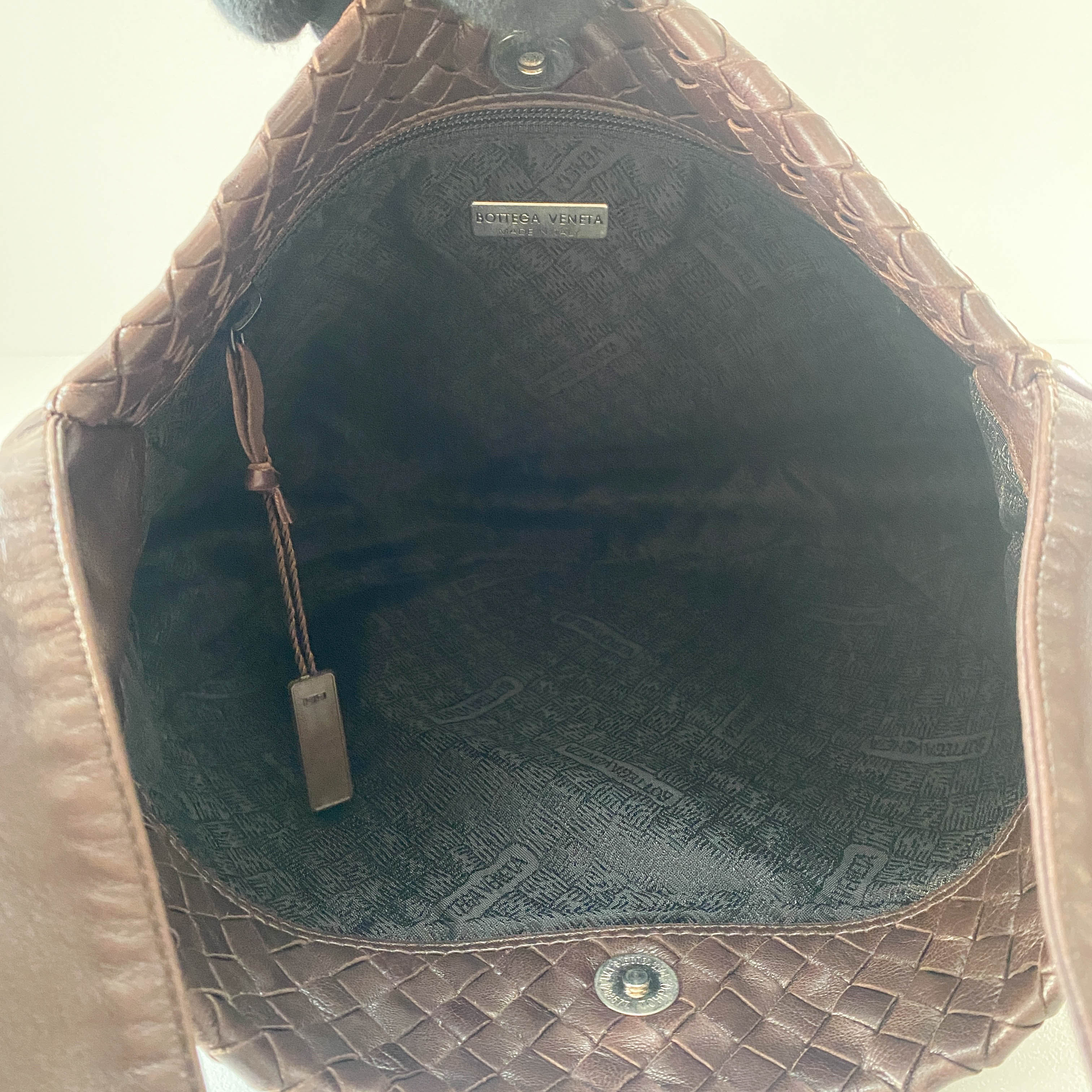 Intrecciato Brown Leather Shoulder Bag