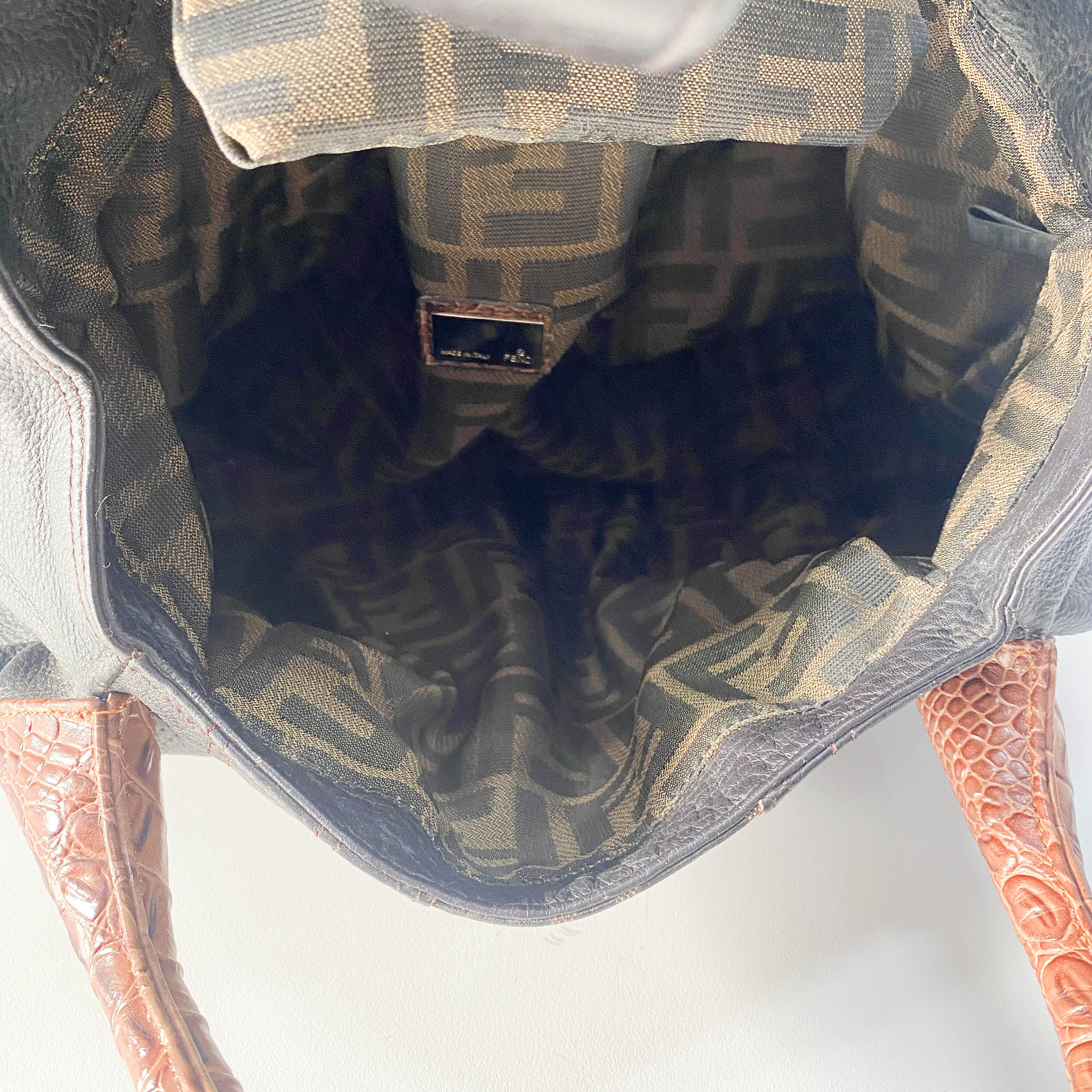 Spy Zucca Canvas & Leather Shoulder Bag