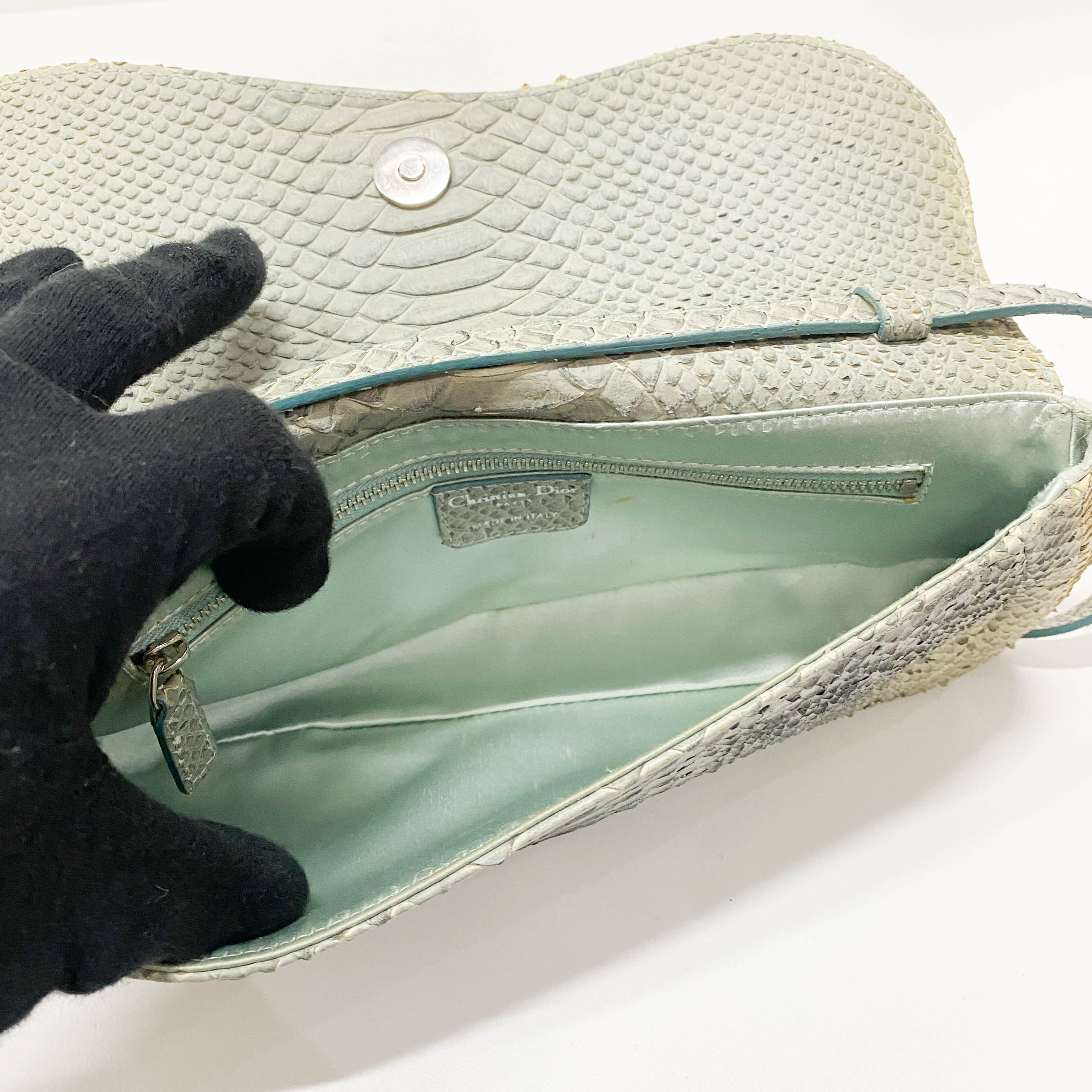 Saddle Light Grey Python Two Way Bag