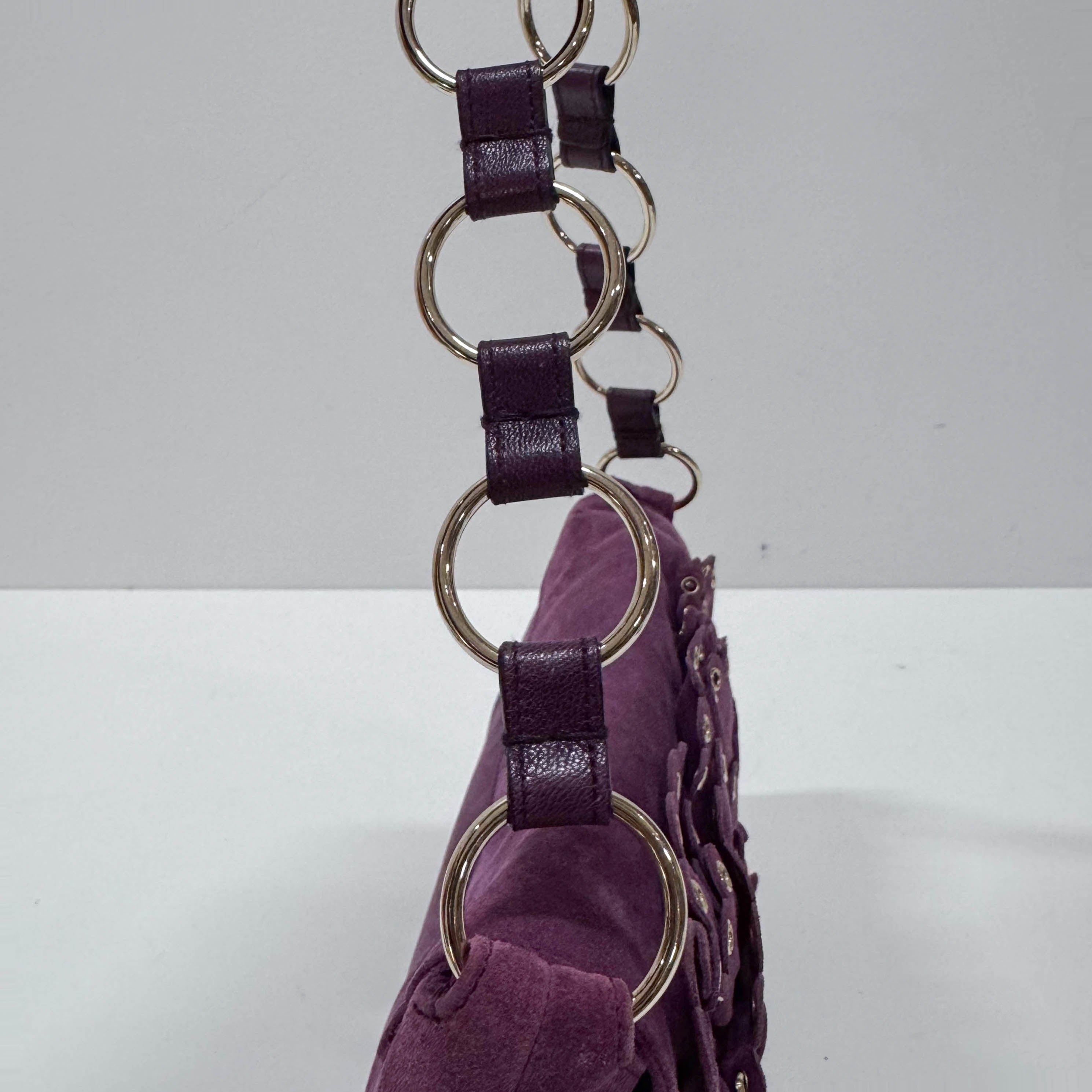 Purple Suede Chain Strap Shoulder Bag