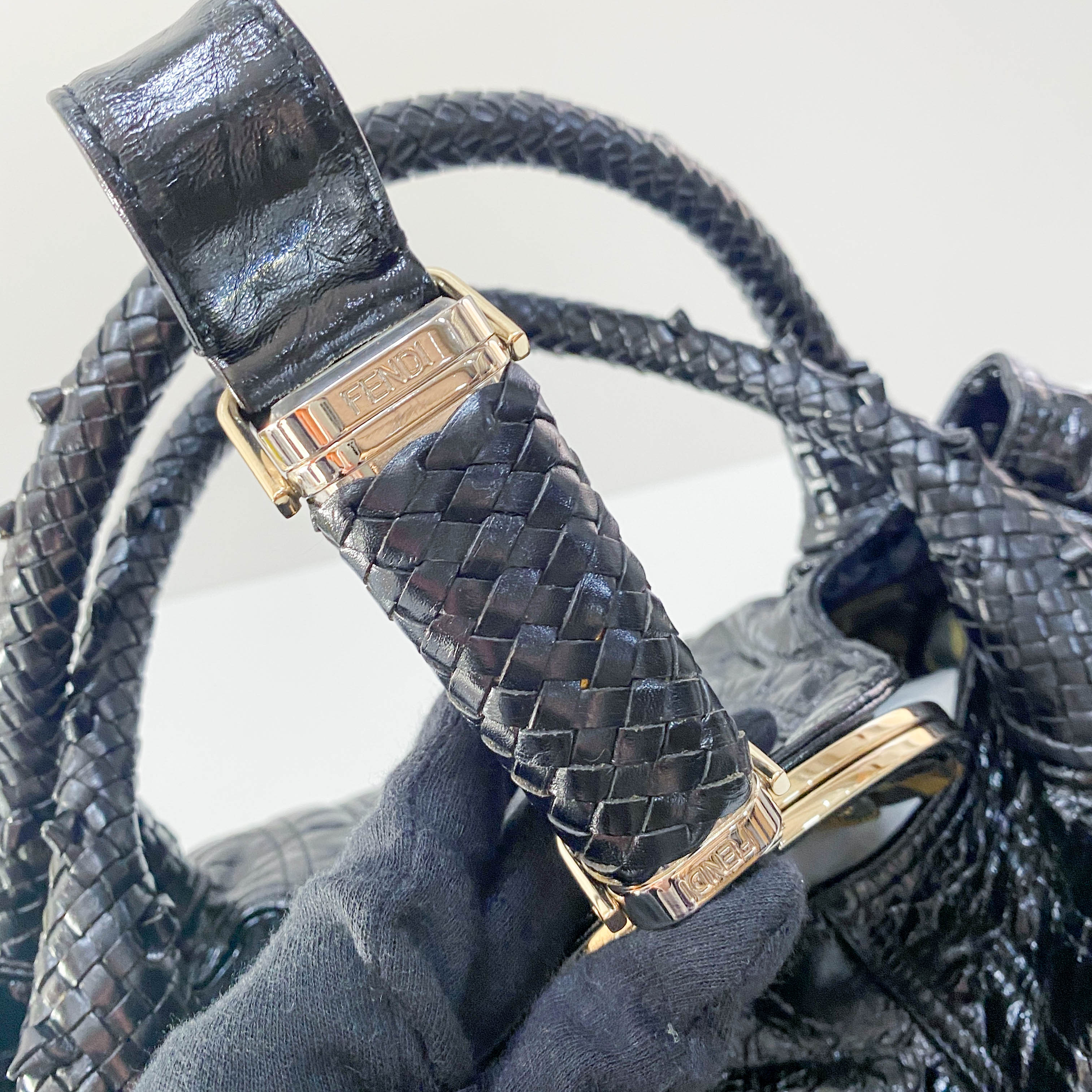 Spy Black Patent Leather Shoulder Bag