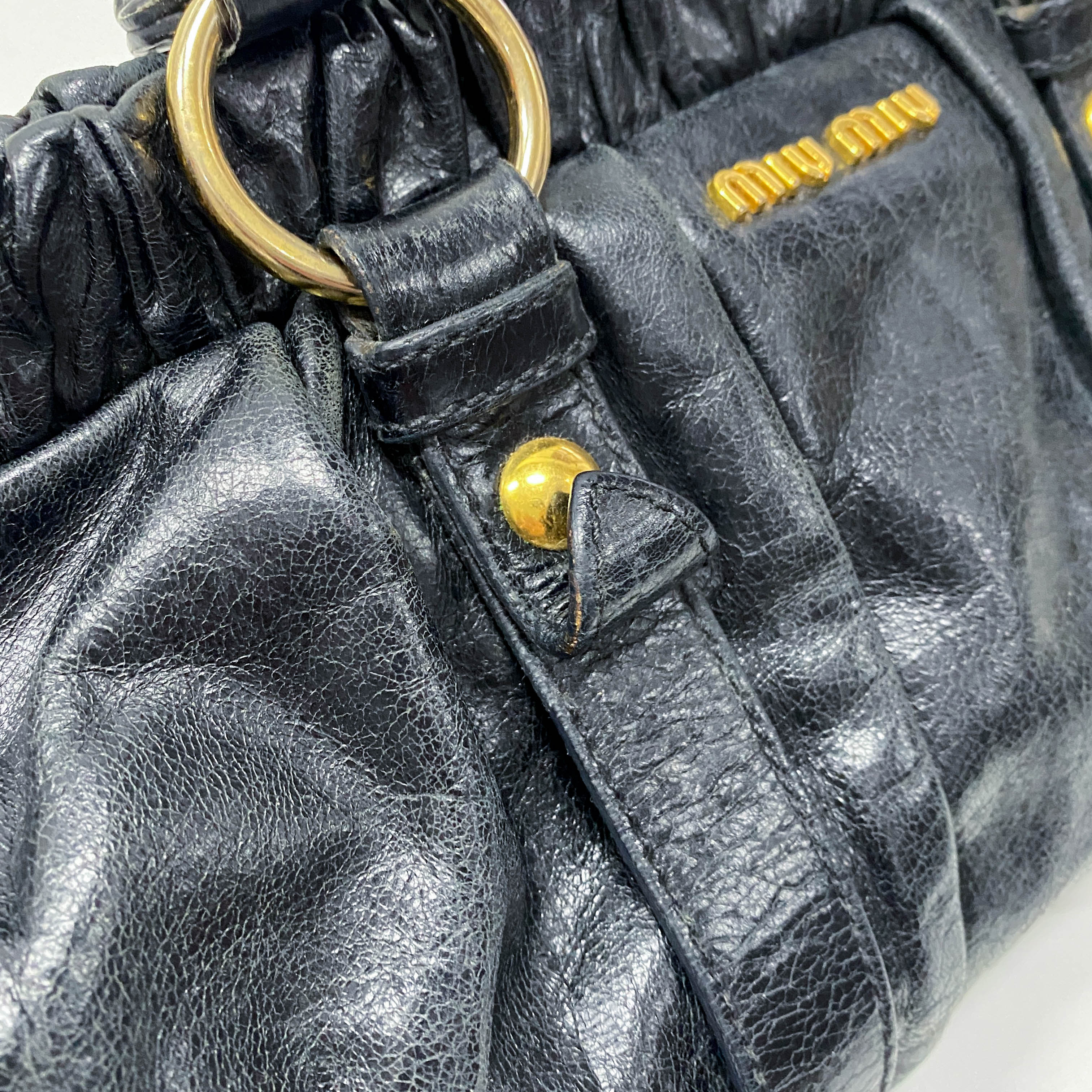 Vitello Black Calfskin Leather Two Way Bag