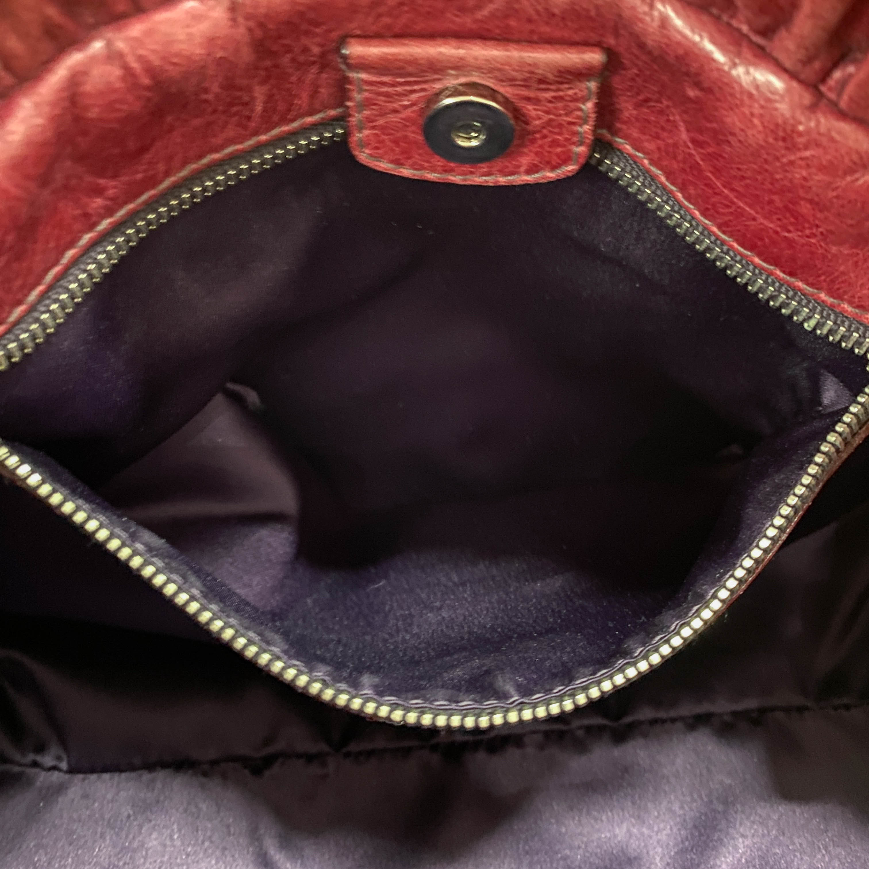 Vitello Red Calfskin Leather Two Way Bag