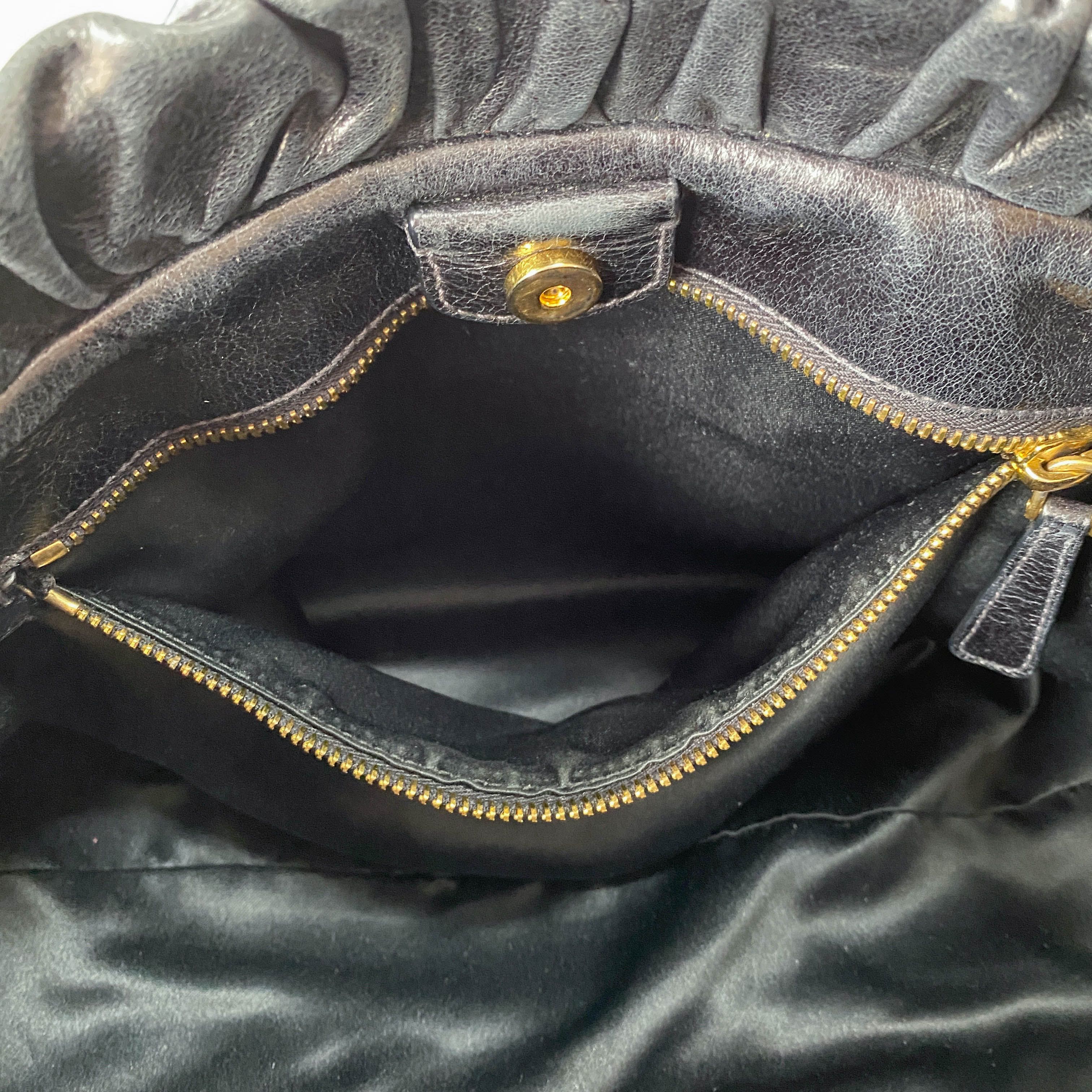 Vitello Black Calfskin Leather Two Way Bag