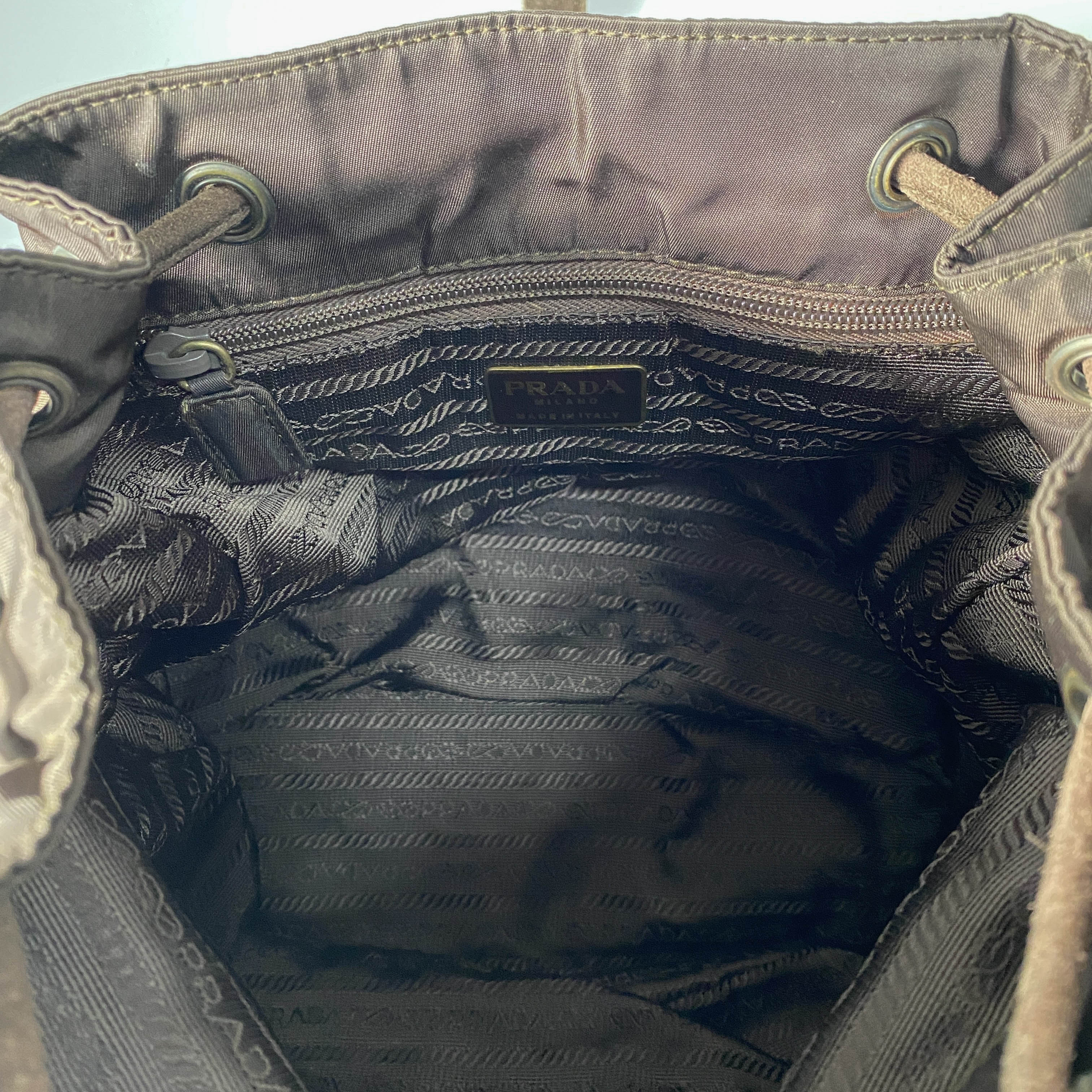 Brown Nylon & Suede Backpack