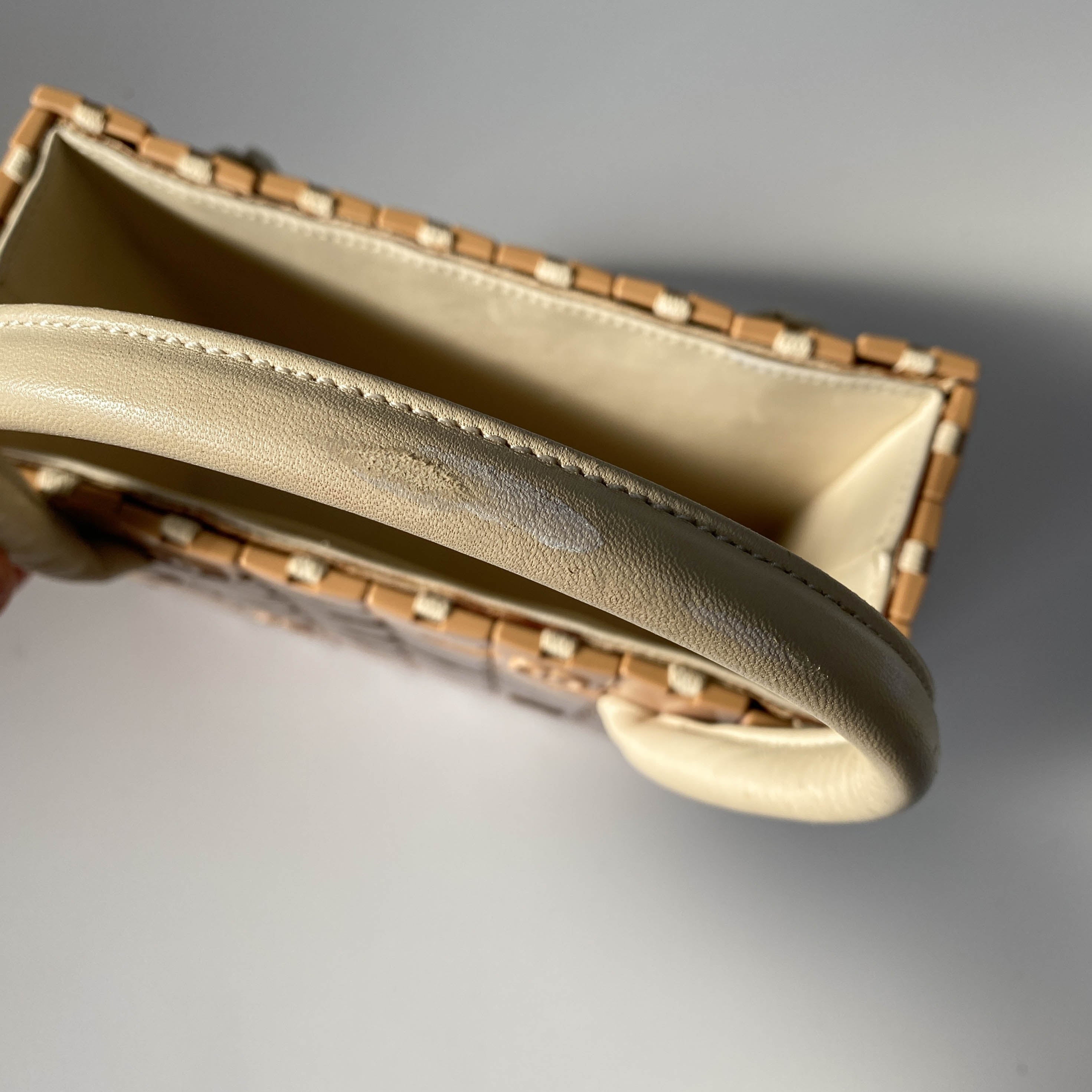 Puzzle Pink/Beige Leather Hand Bag