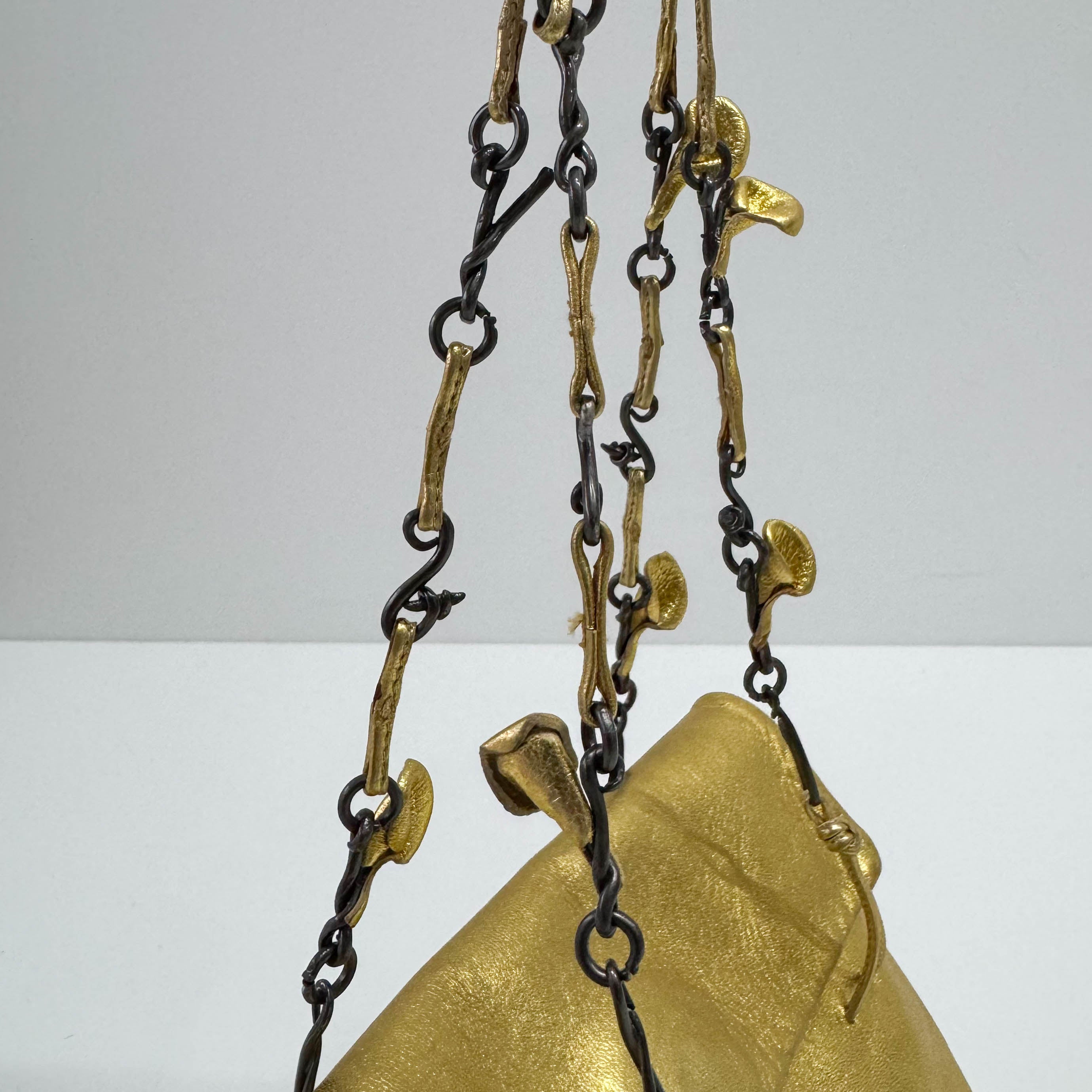 Small Golden Leather Shoulder Bag