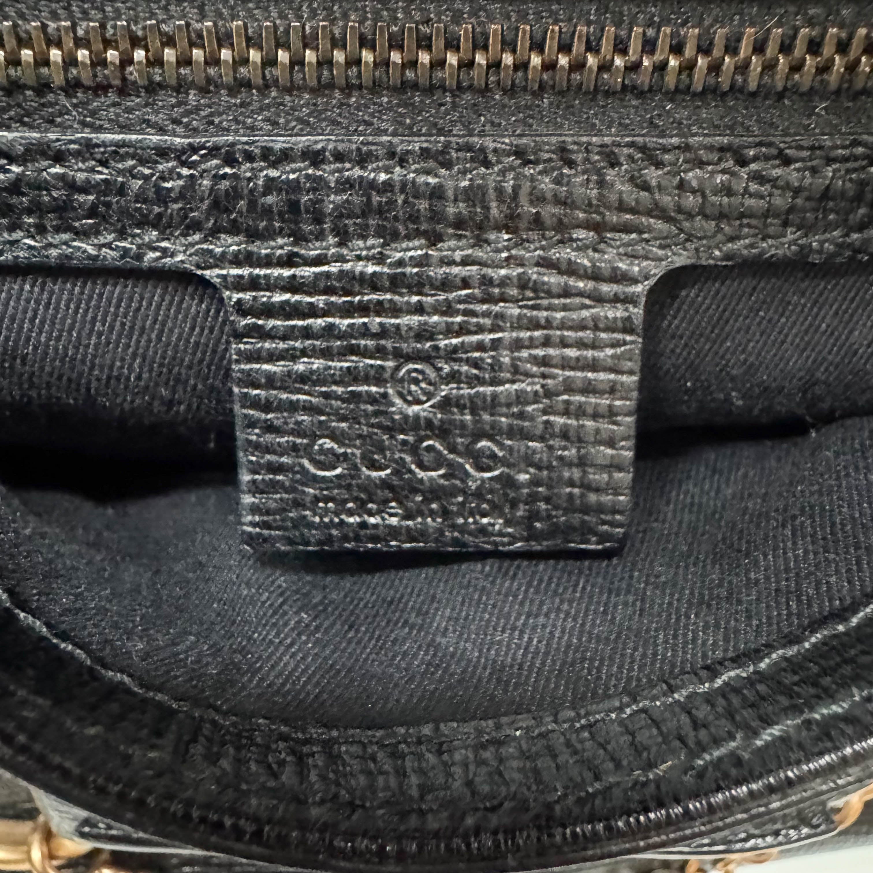 Horsebit Black Leather Shoulder Bag