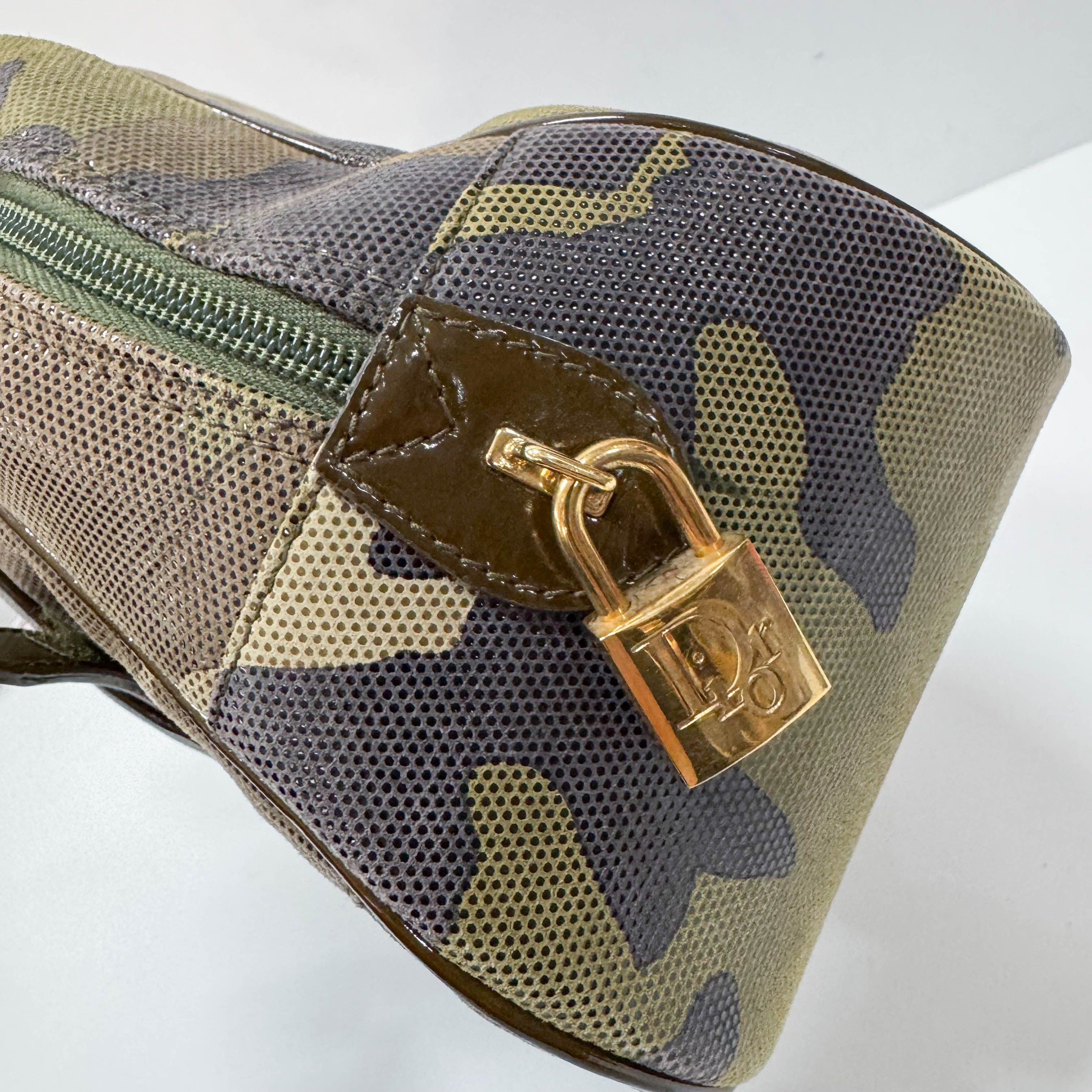 Vintage Green Camouflage Canvas Hand Bag
