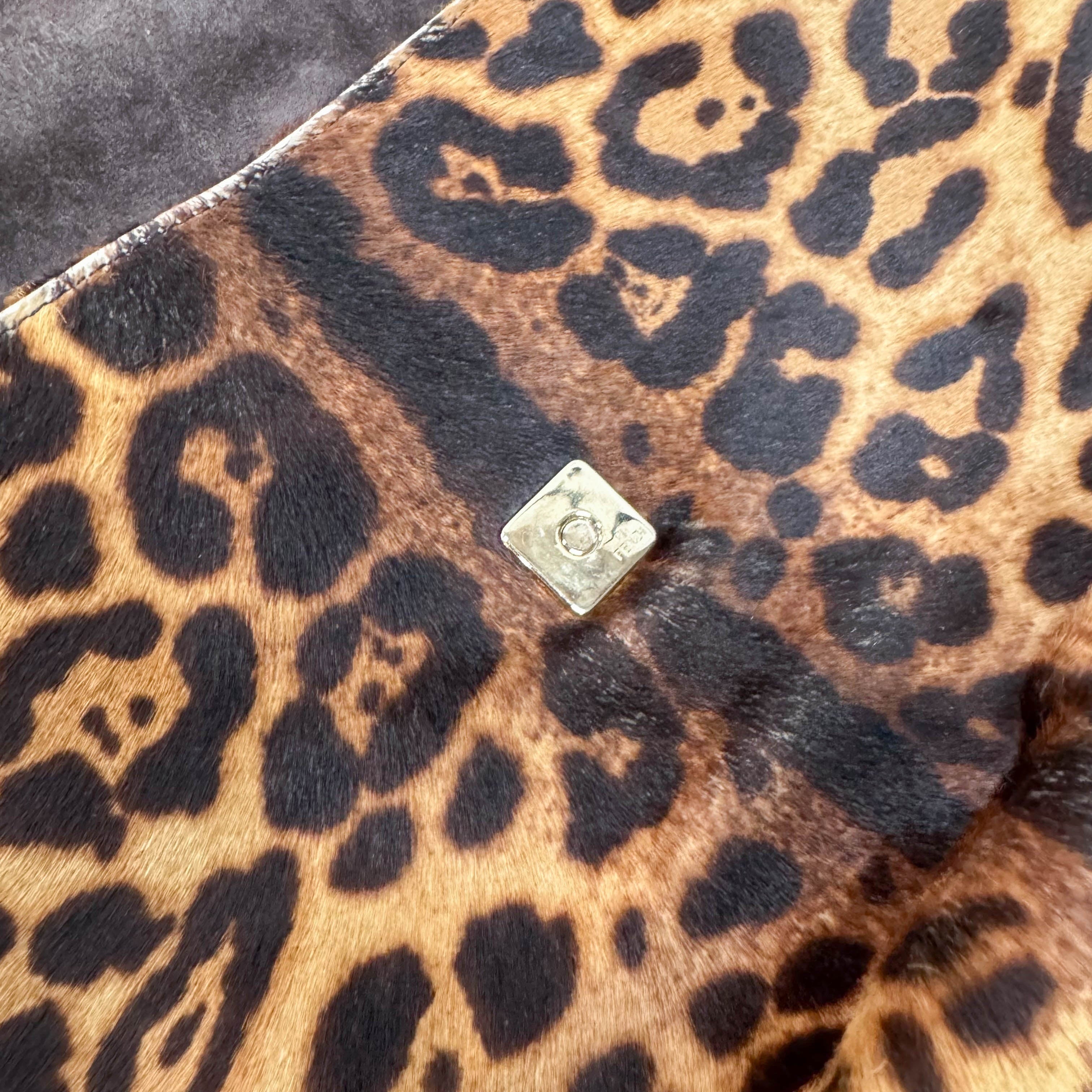 Mamma Baguette Leopard Print Pony Hair Shoulder Bag