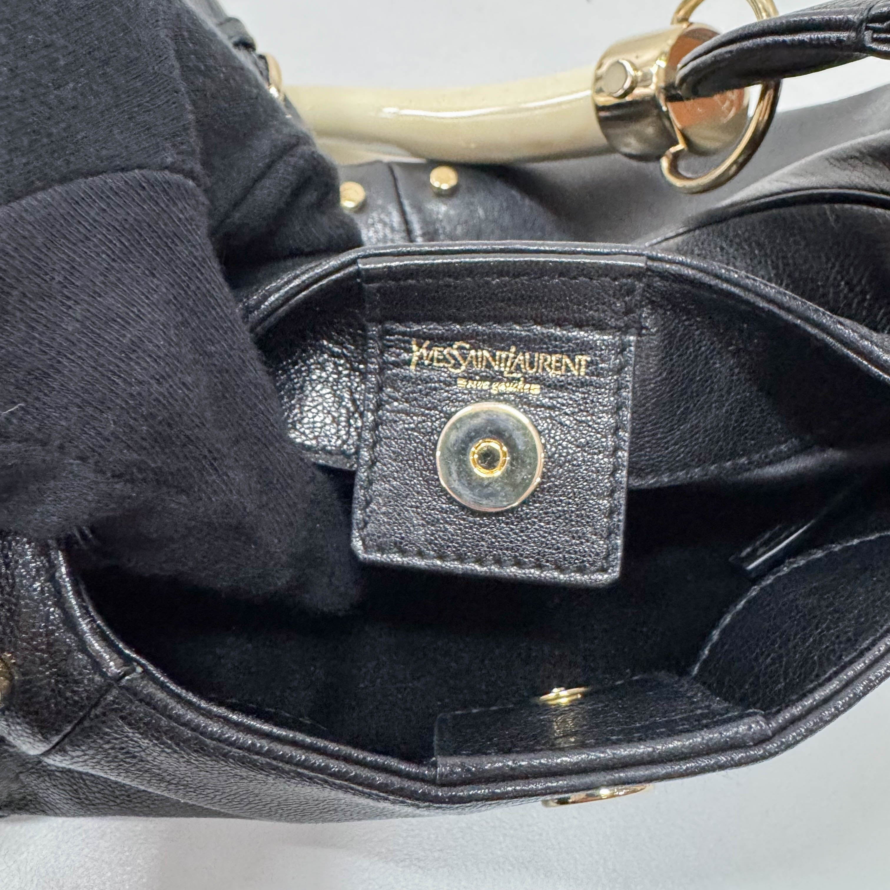 Mombasa Black Leather Double Buffalo Horn Shoulder Bag