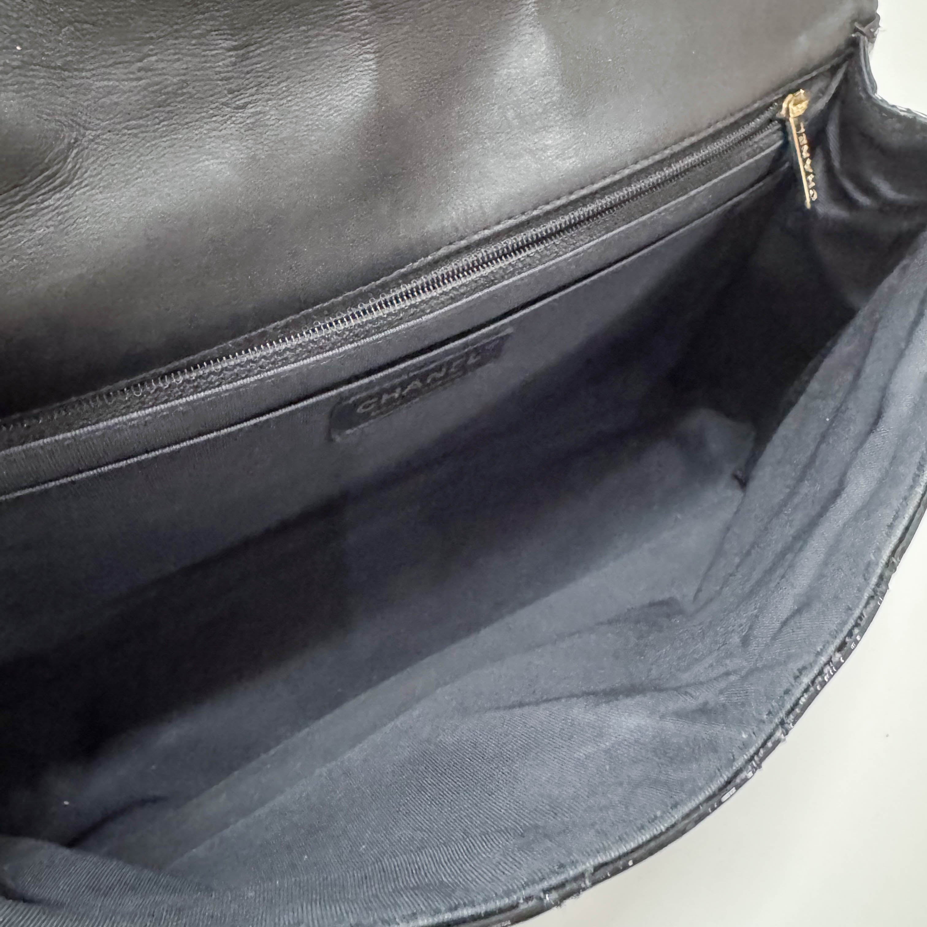 Timeless Classic Flap BlackPatent Leather Shoulder/Crossbody Bag