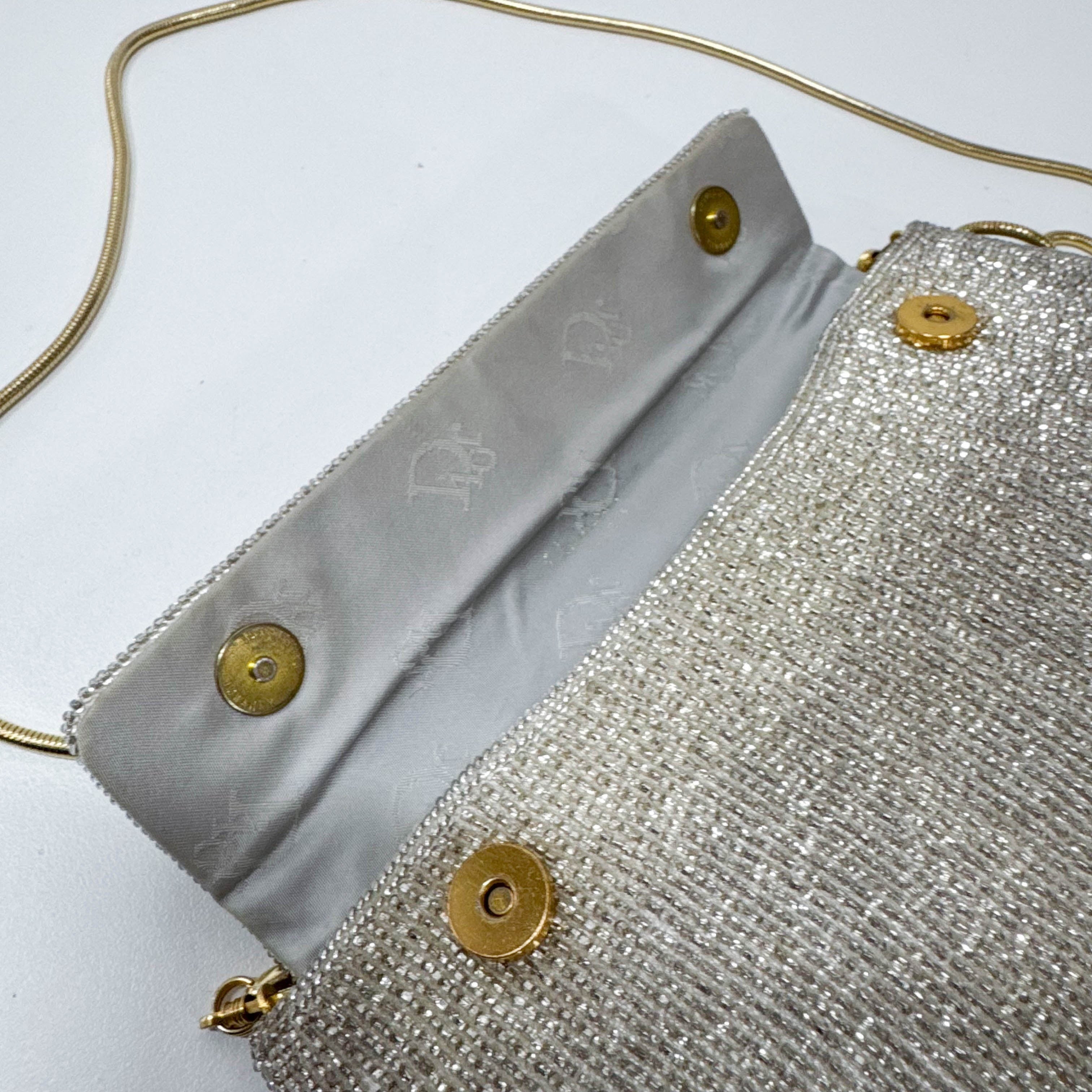 Vintage Silver Beaded Glod Chain Shoulder Bag